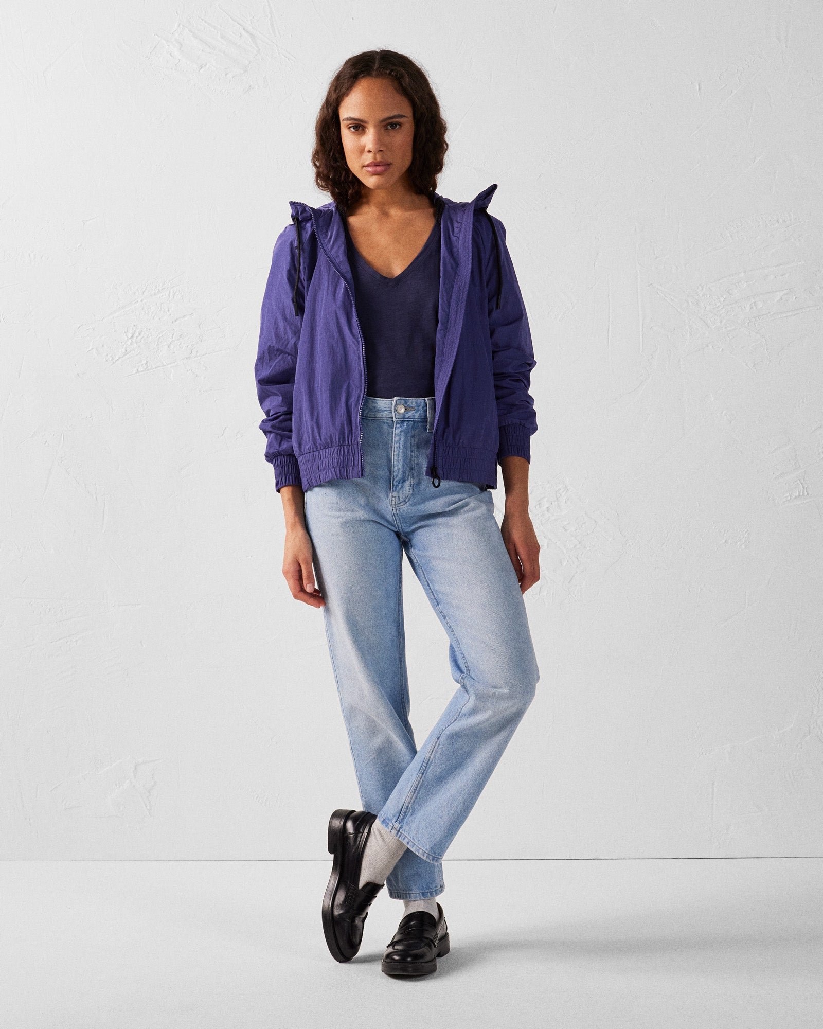 Women's V-neck cotton T-shirt Sonia JOTT Blue