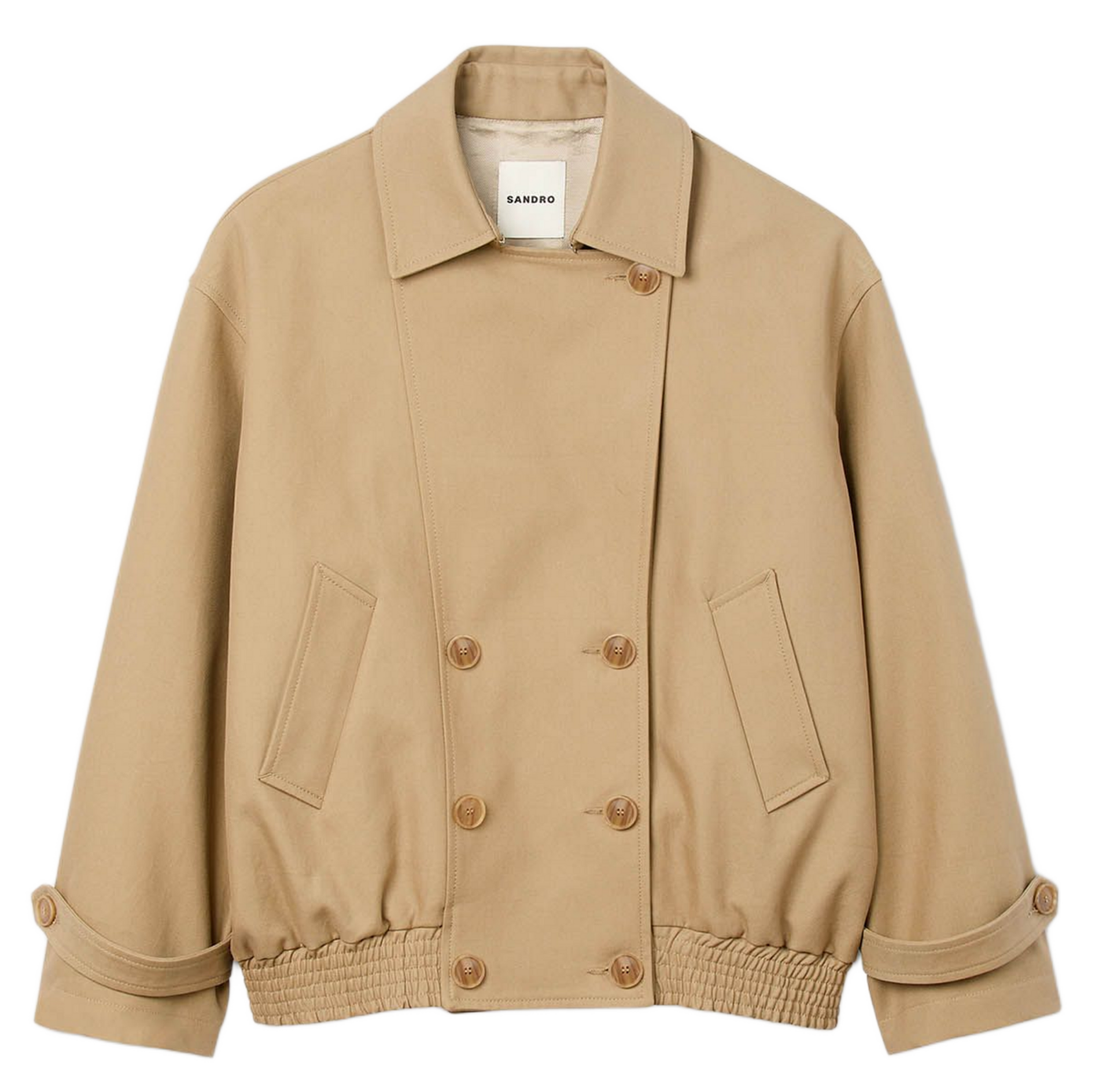 Korte oversized trenchcoat van katoen. SANDRO Beige