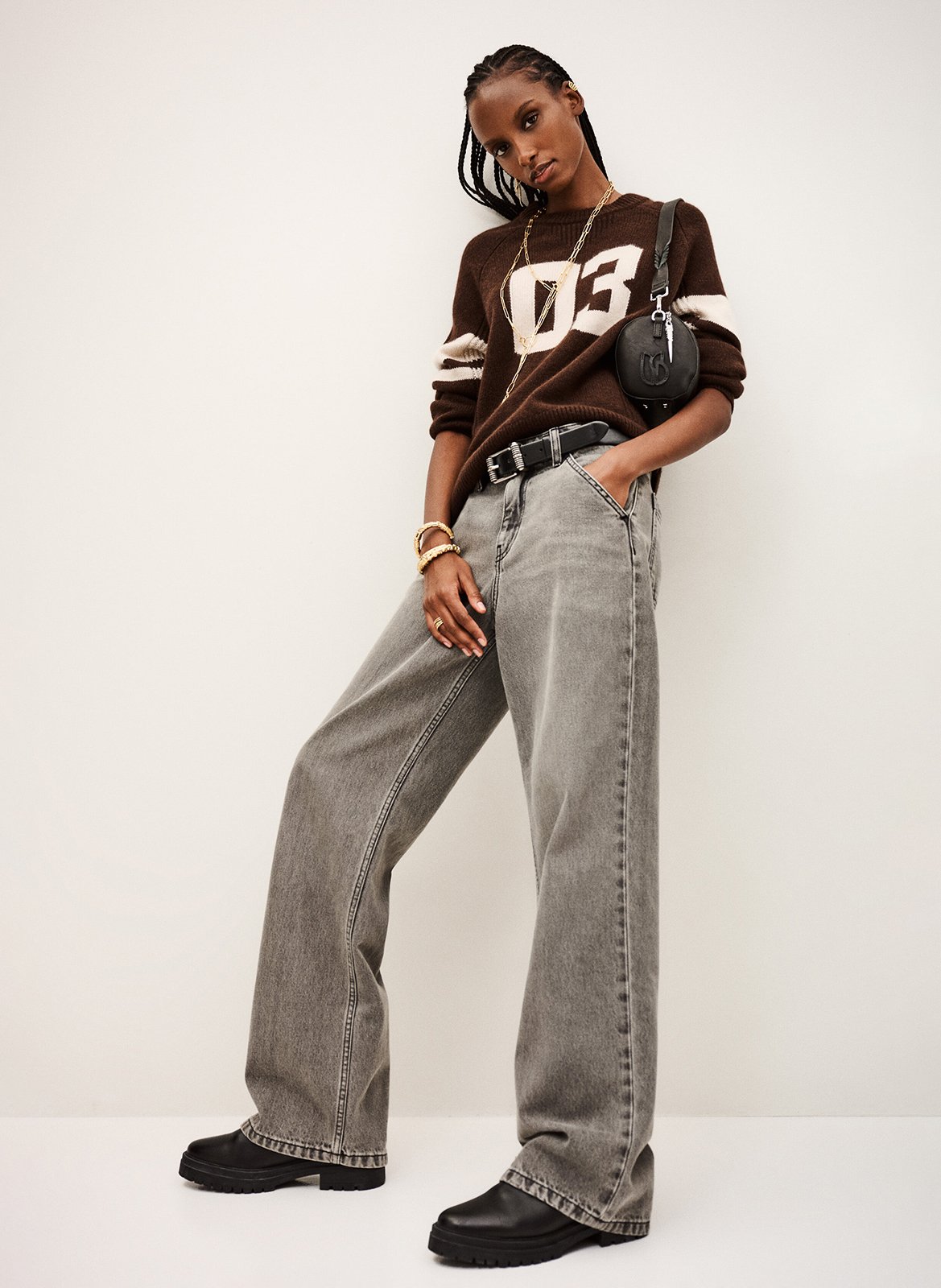 Wijde jeans met wassing BA&SH Grijs