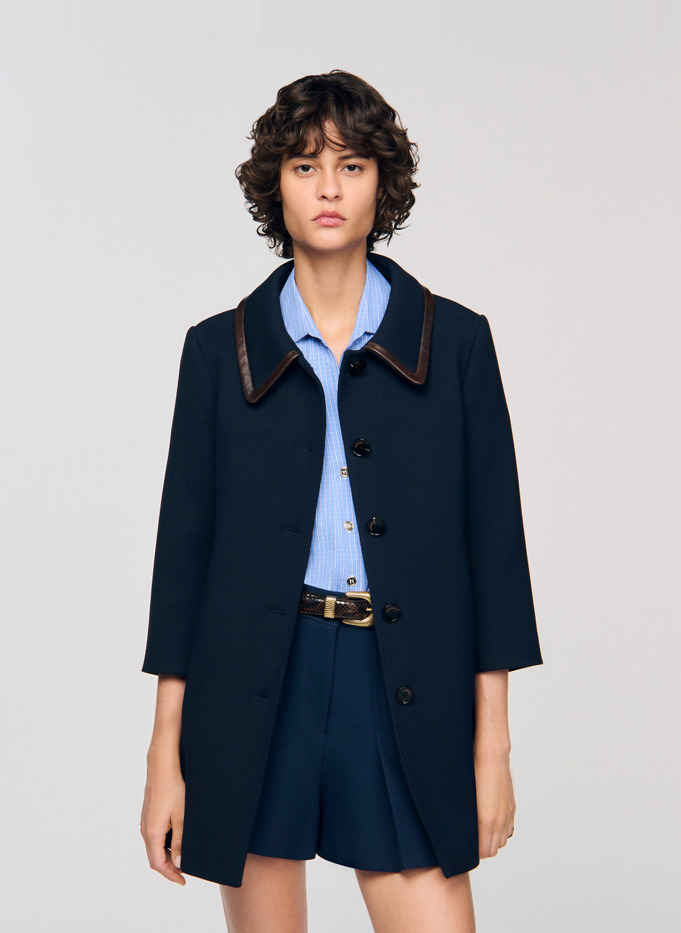 Manteau col chemise  SANDRO Bleu