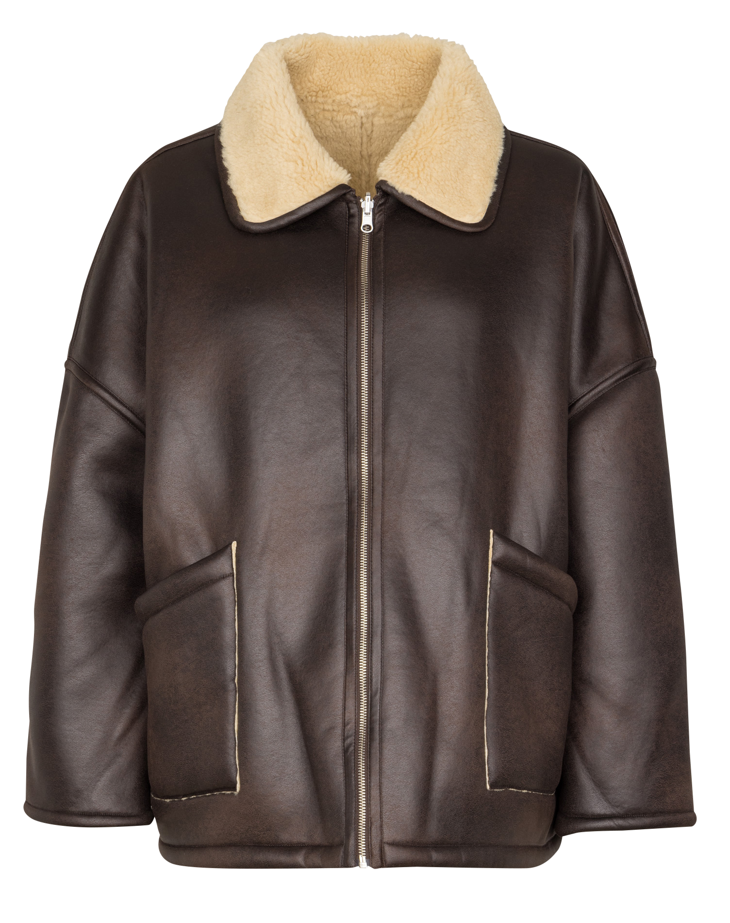 Gebreide jas met ritssluiting en teddy voering BELLEROSE Bruin