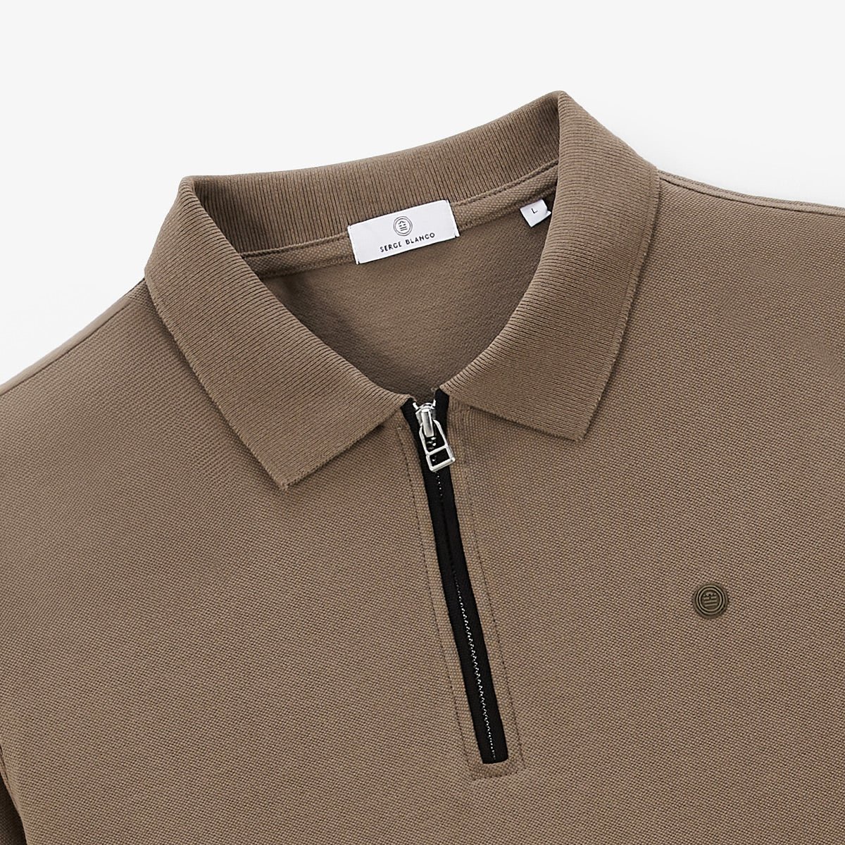 Long-sleeve polo with zip SERGE BLANCO Brown
