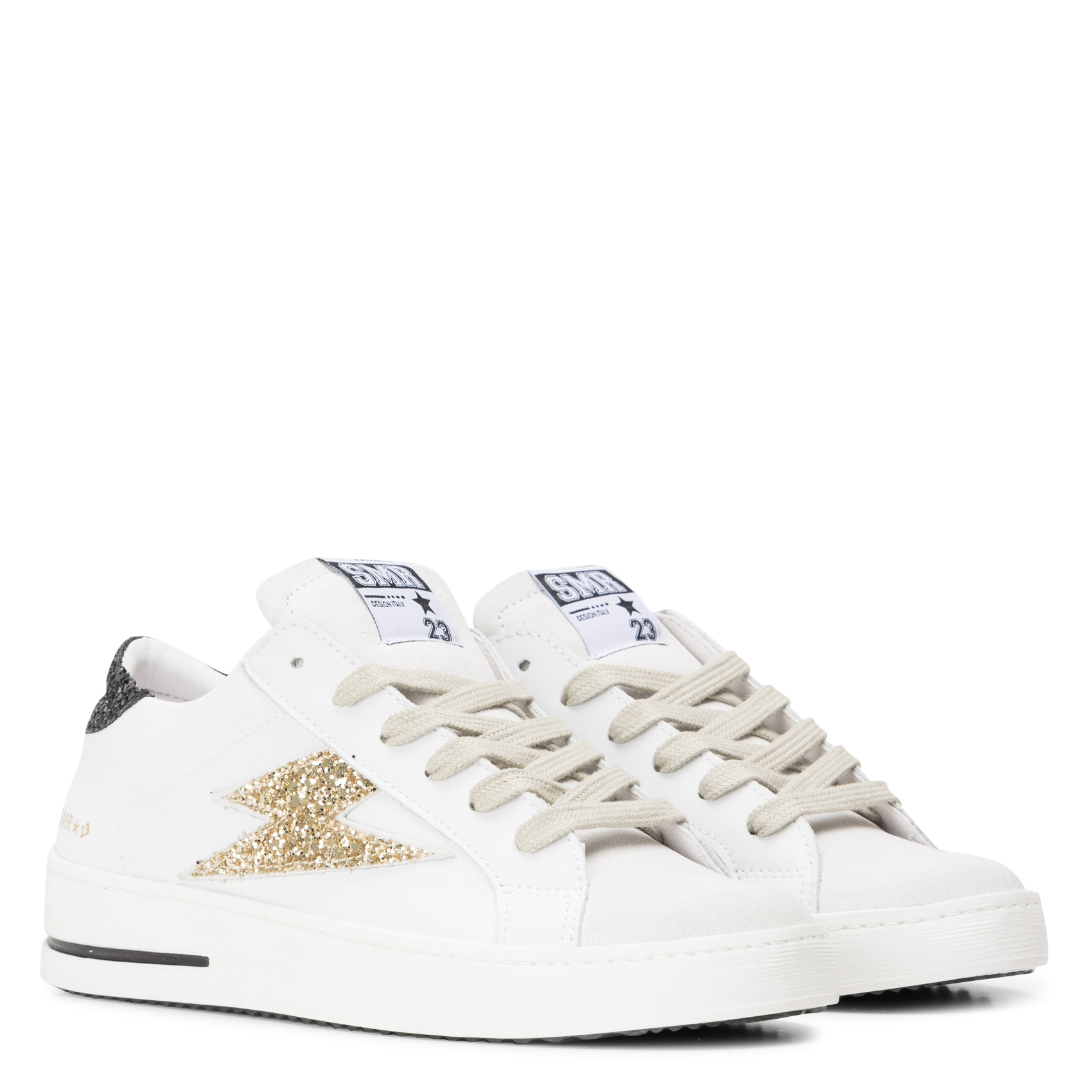 Low-top sneakers in mixed leather SEMERDJIAN - SMR White