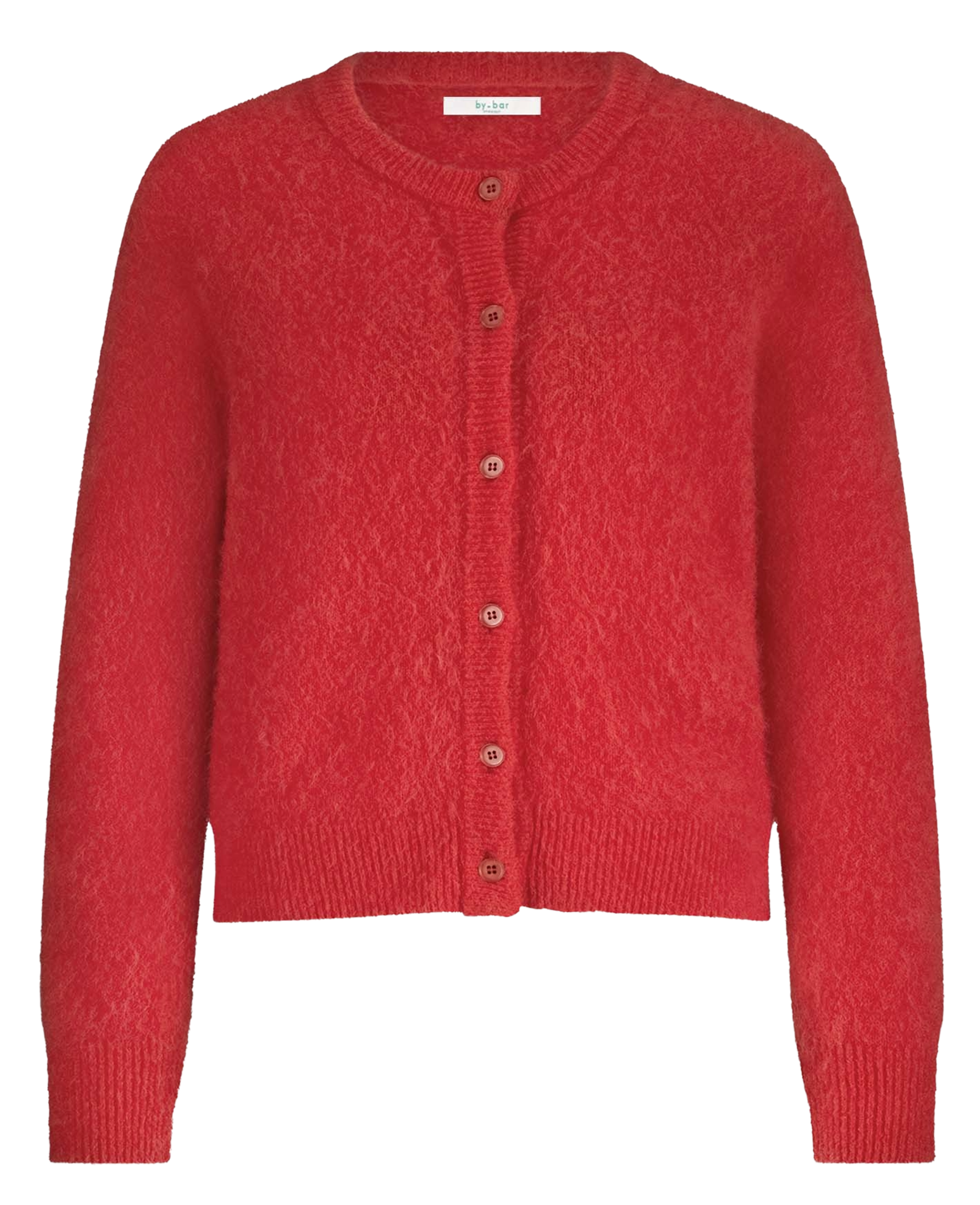 Cardigan met ronde hals van gemengde wol BY BAR Rood
