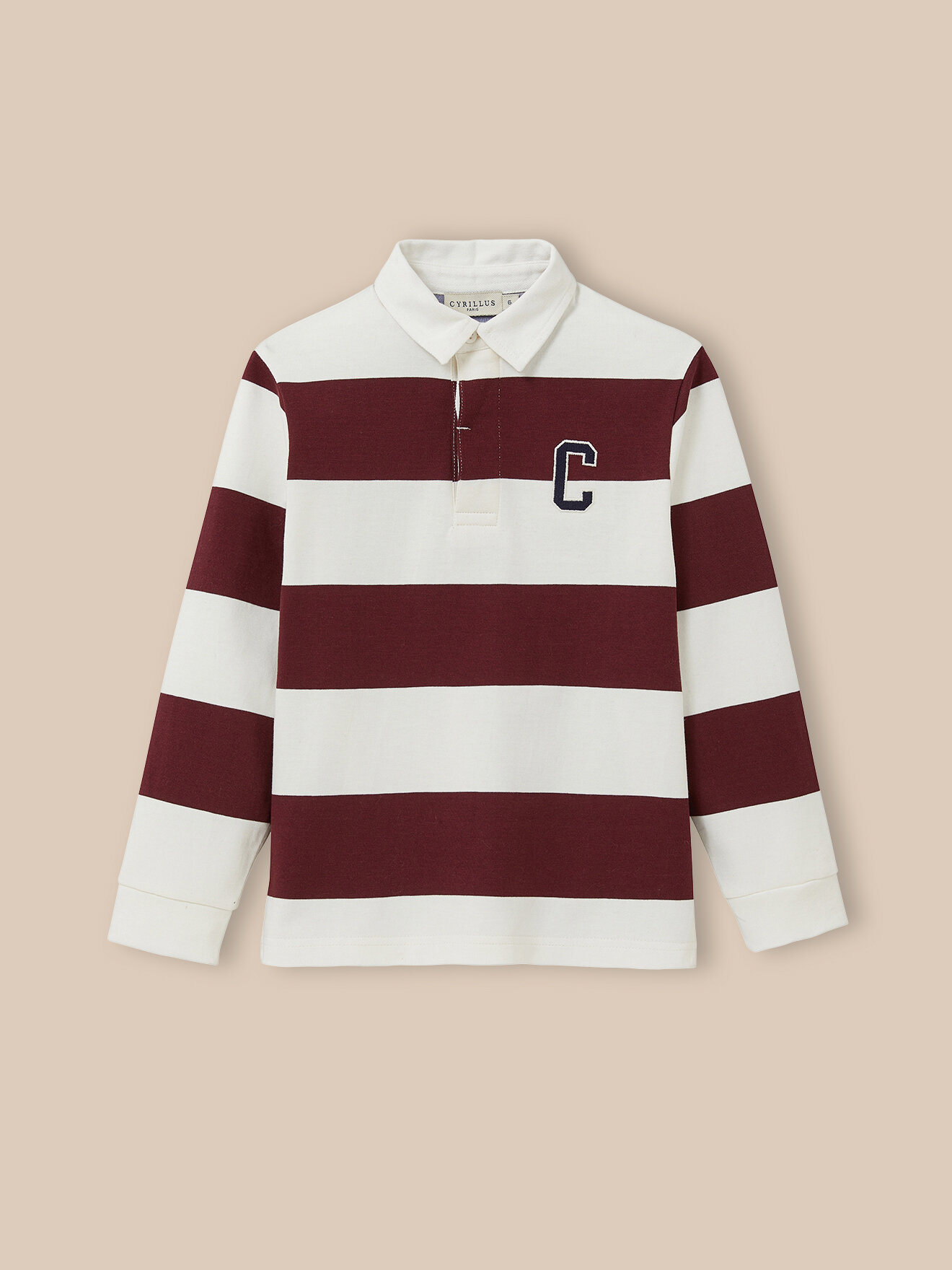 Striped organic cotton rugby shirt CYRILLUS Blue