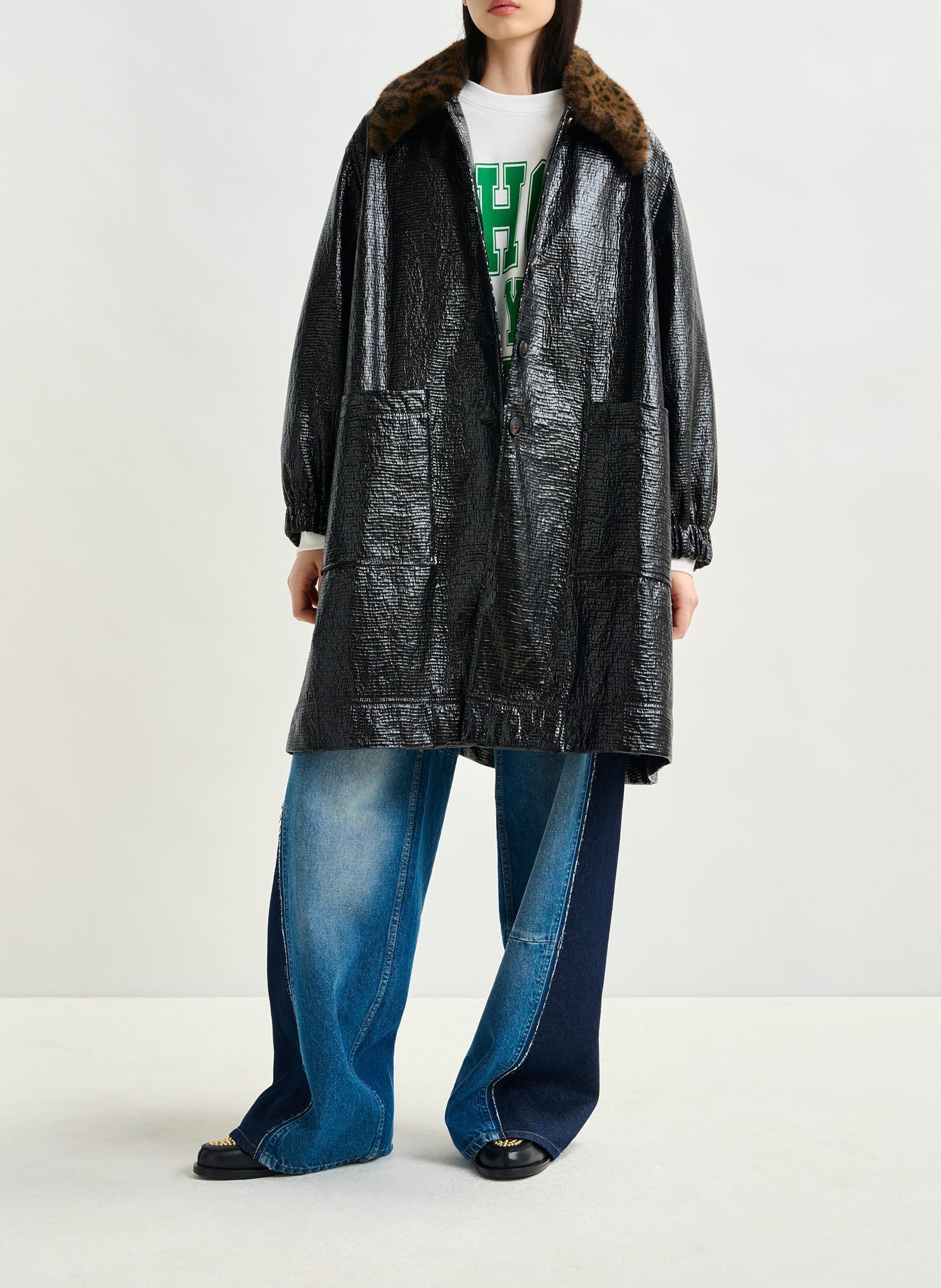 Manteau col effet fourrure  ESSENTIEL ANTWERP Bleu