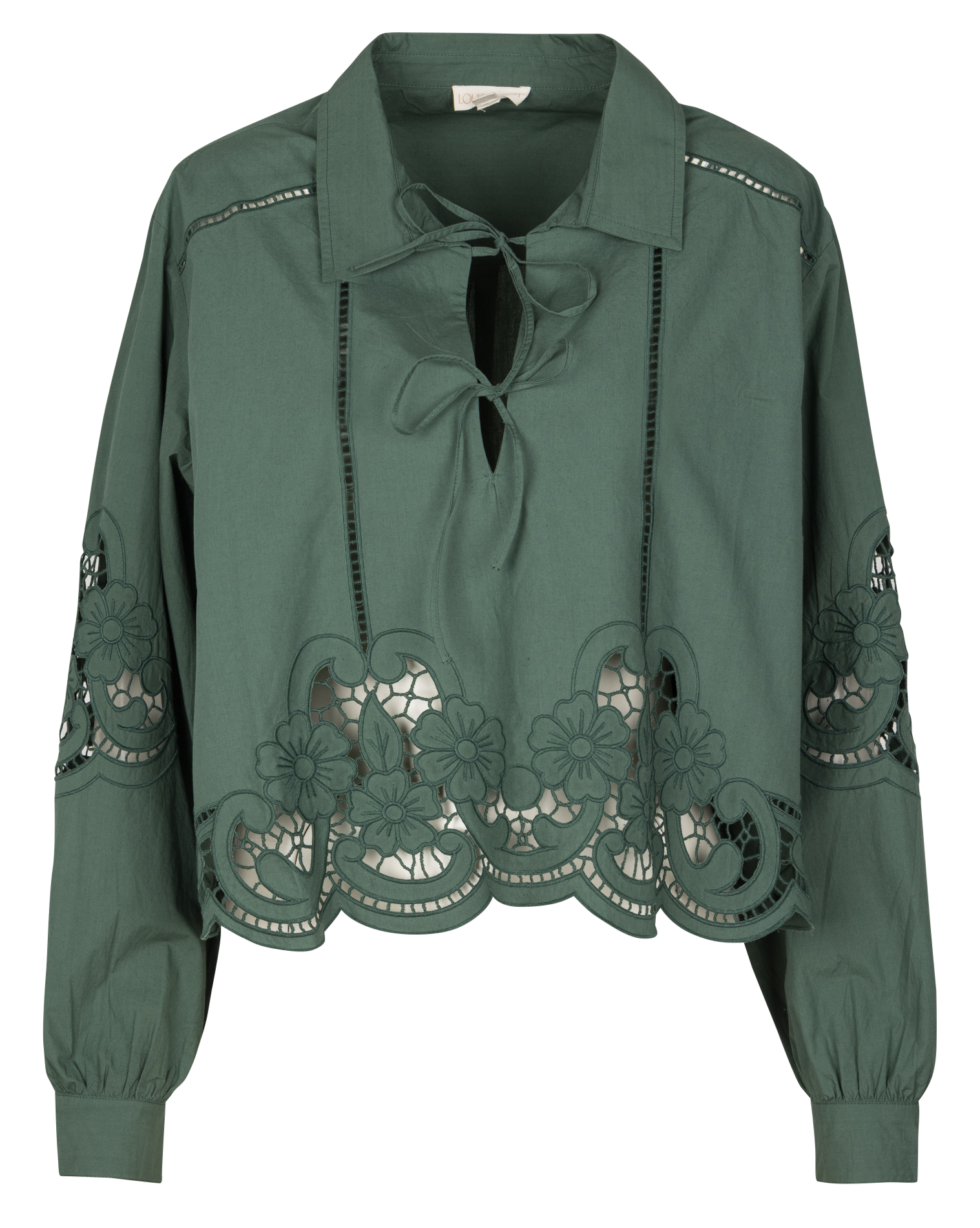 Cotton blouse with classic collar LOUISE MISHA Green