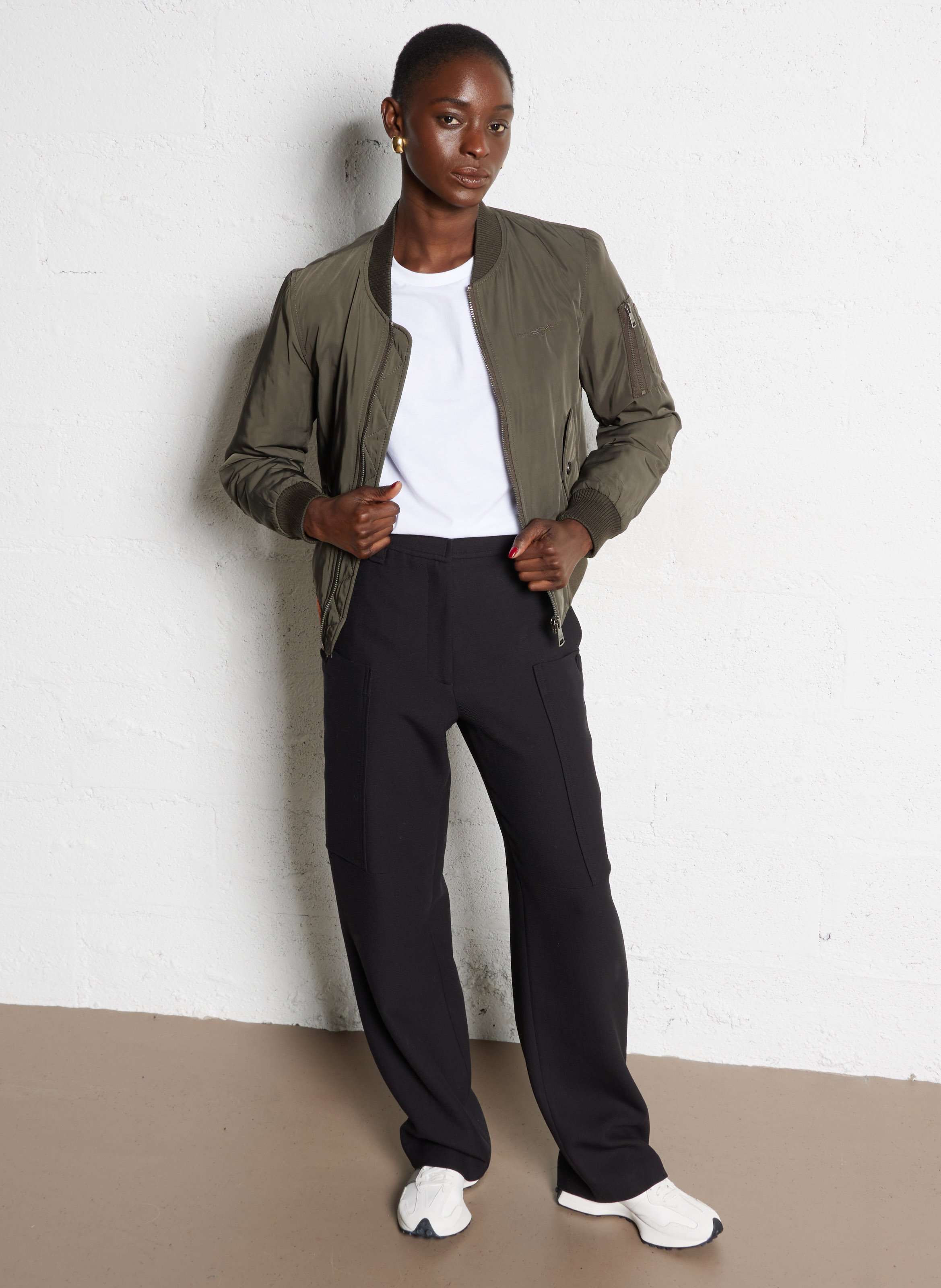 Bomber col teddy cintré BOMBERS ORIGINAL Kaki