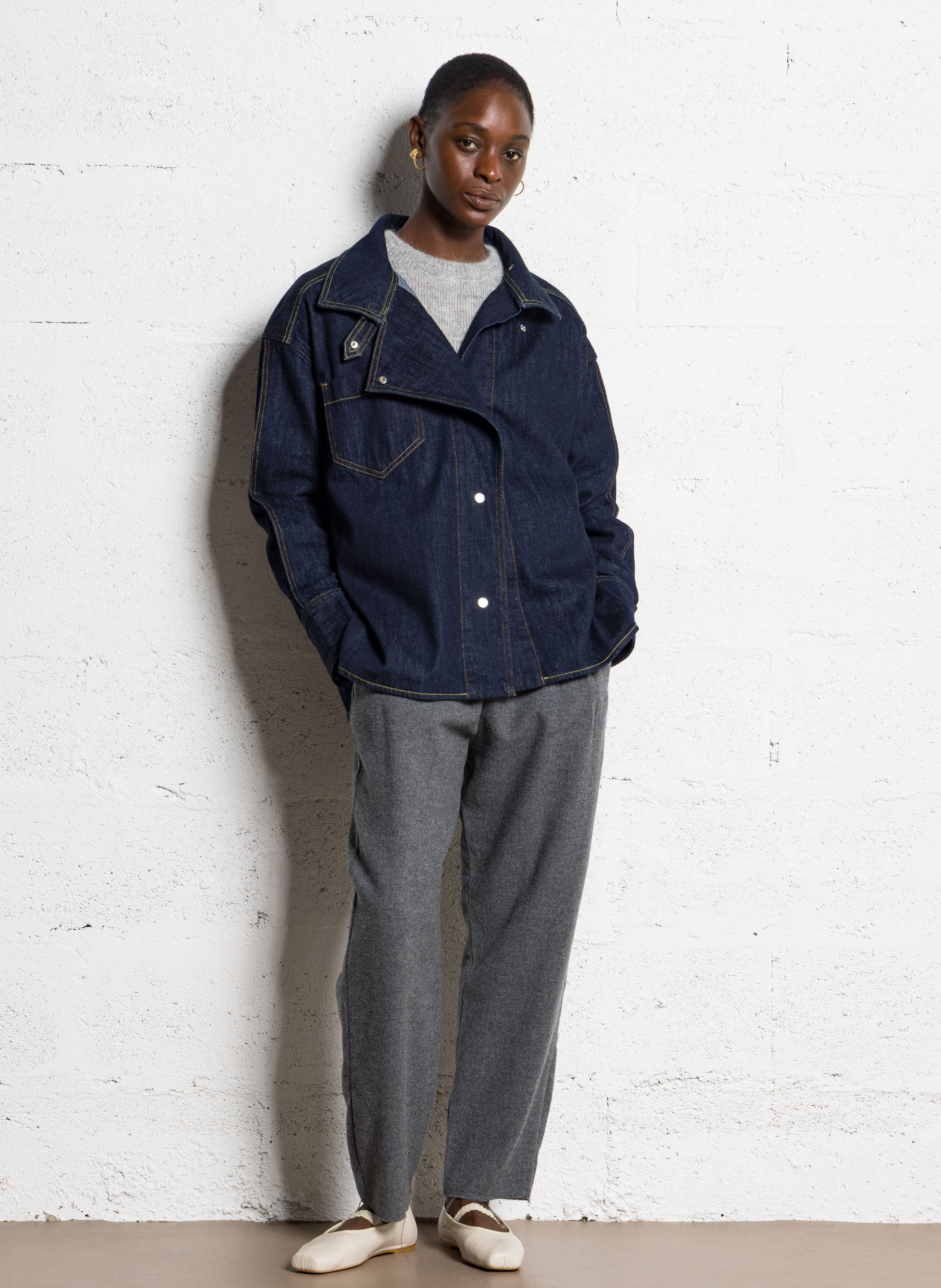 Veste en jean oversize en coton MARGAUX LONNBERG Bleu