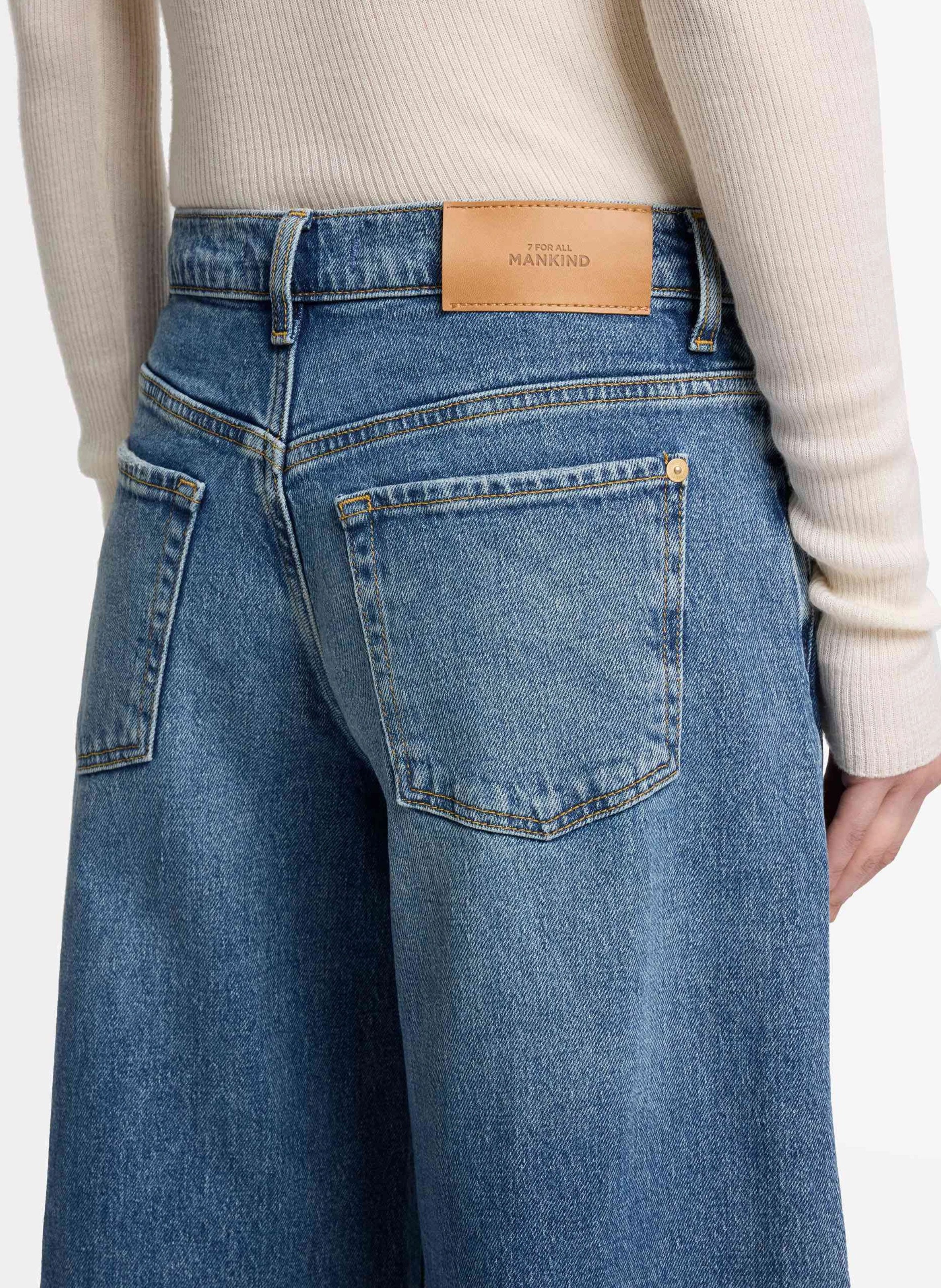 Wijd uitlopende lage taille spijkerbroek van katoen 7 FOR ALL MANKIND Blauw