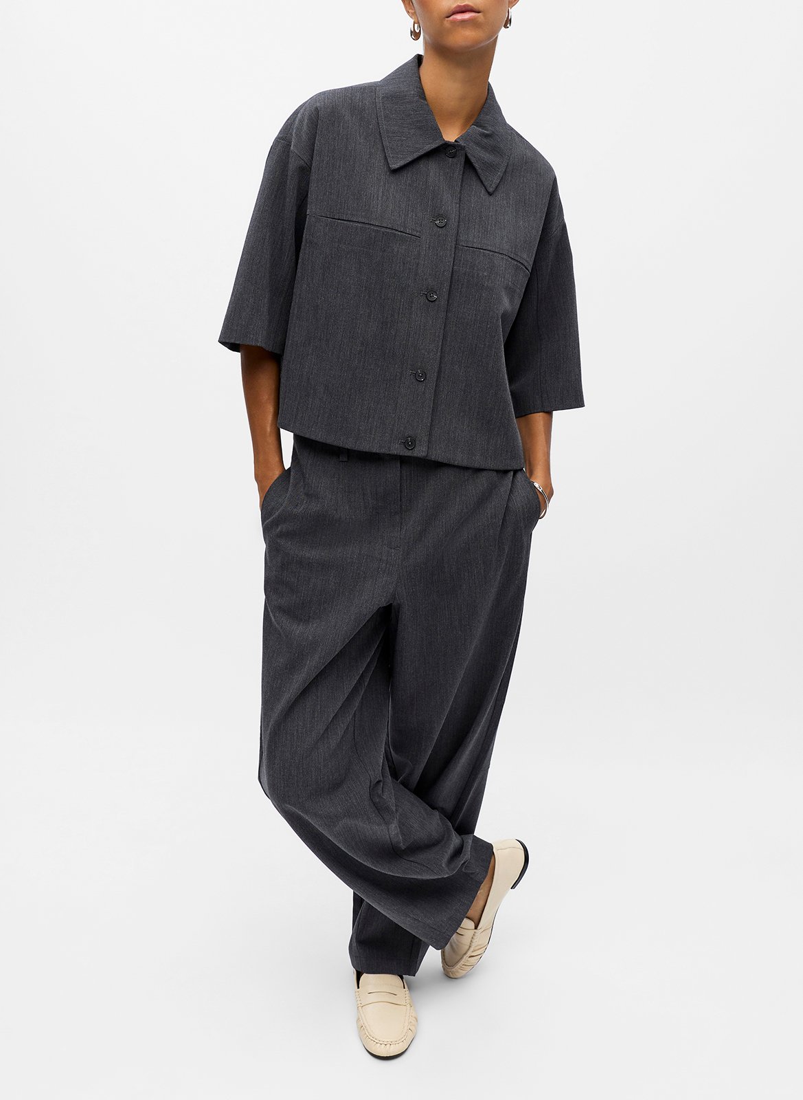 Wijde broek OBJECT Grijs