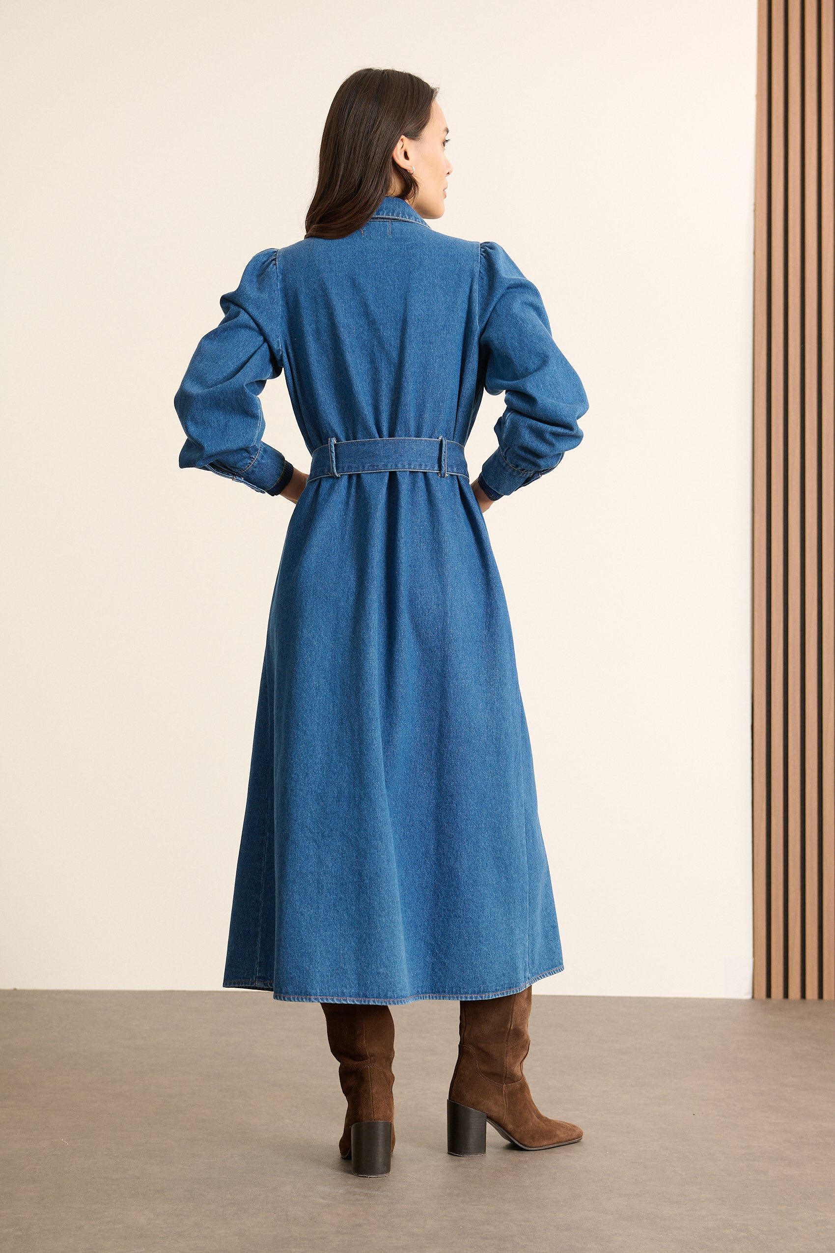 Long-sleeved denim shirt dress GARANCE PARIS Blue