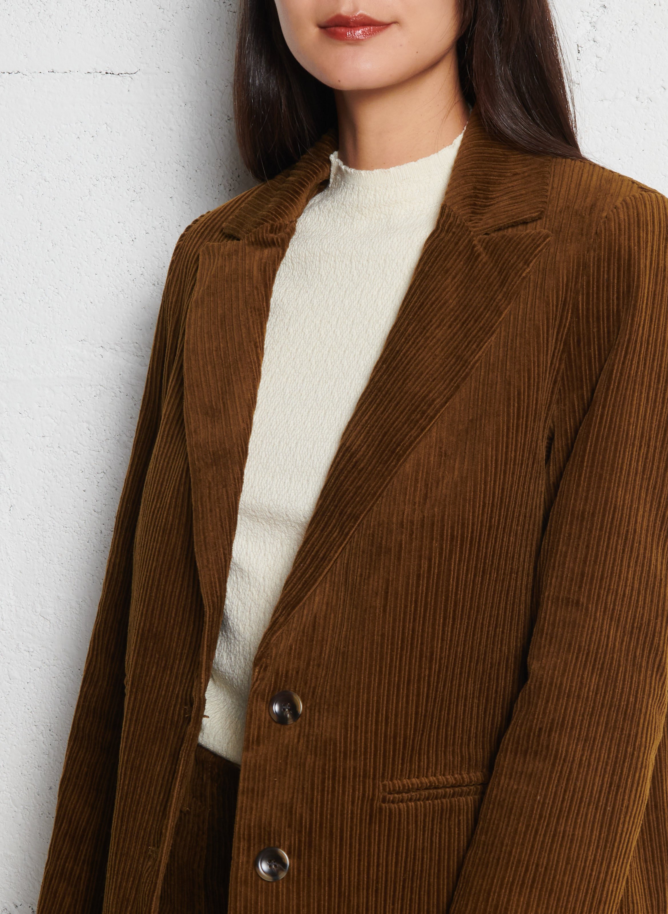 Veste de blazer droite en coton SEE U SOON Kaki