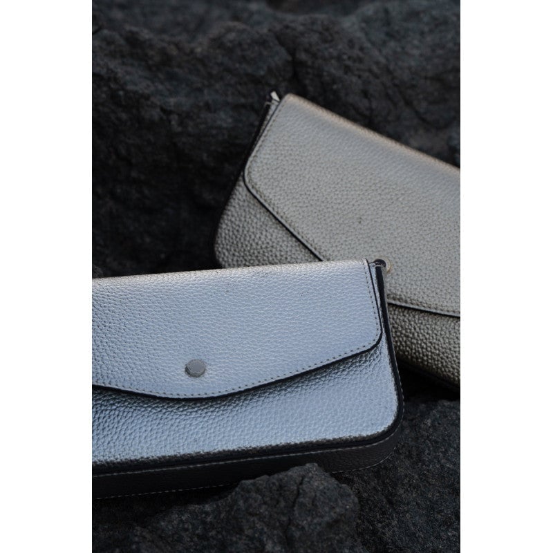 Clutch bag - calfskin POURCHET Silver