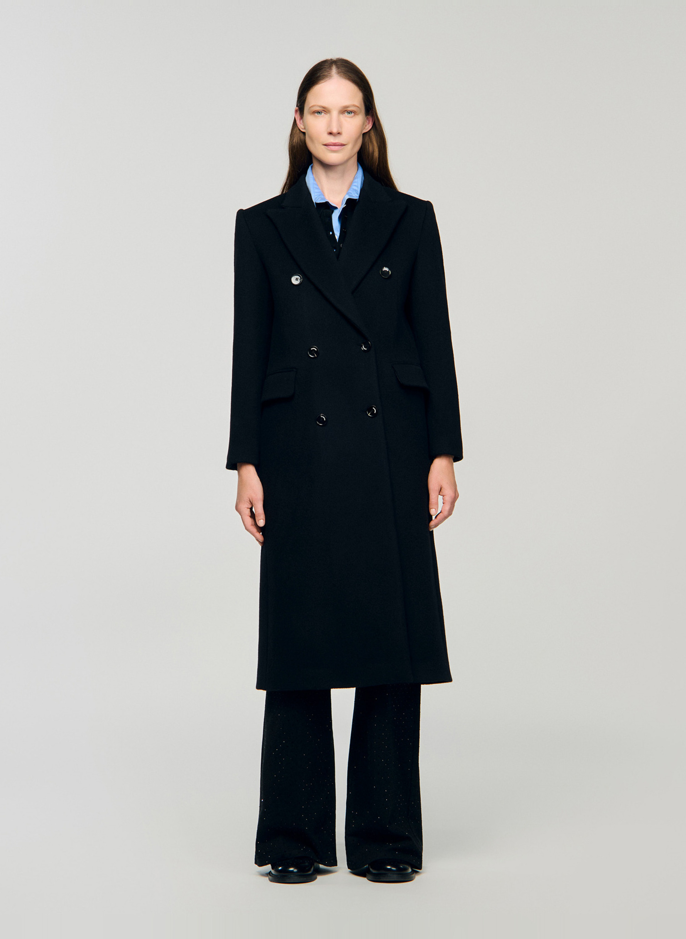 Jas van alpacawol SANDRO Zwart