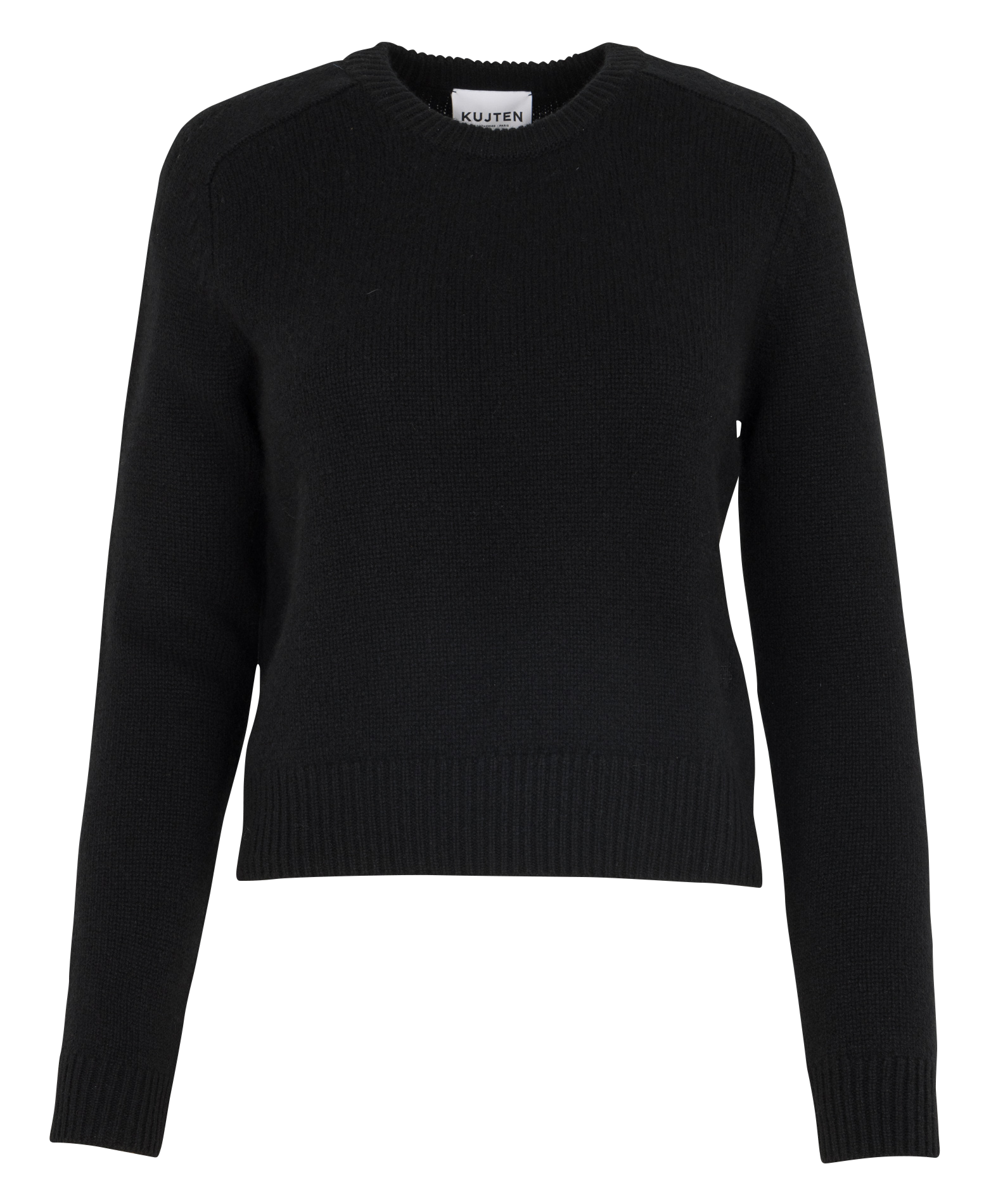 Pull droit col rond en cachemire KUJTEN Noir