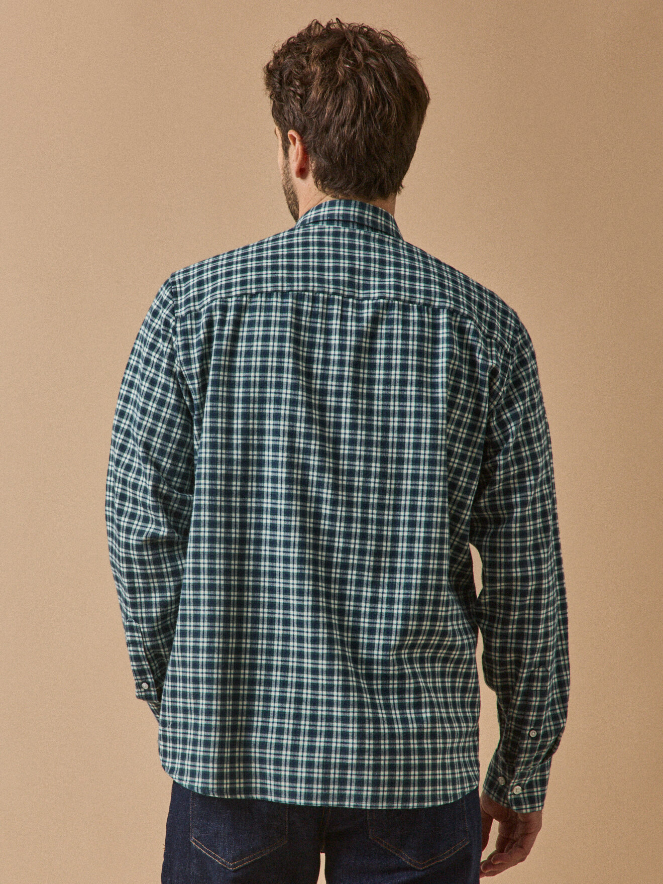 Flannel shirt with contemporary cut and check pattern CYRILLUS Blue
