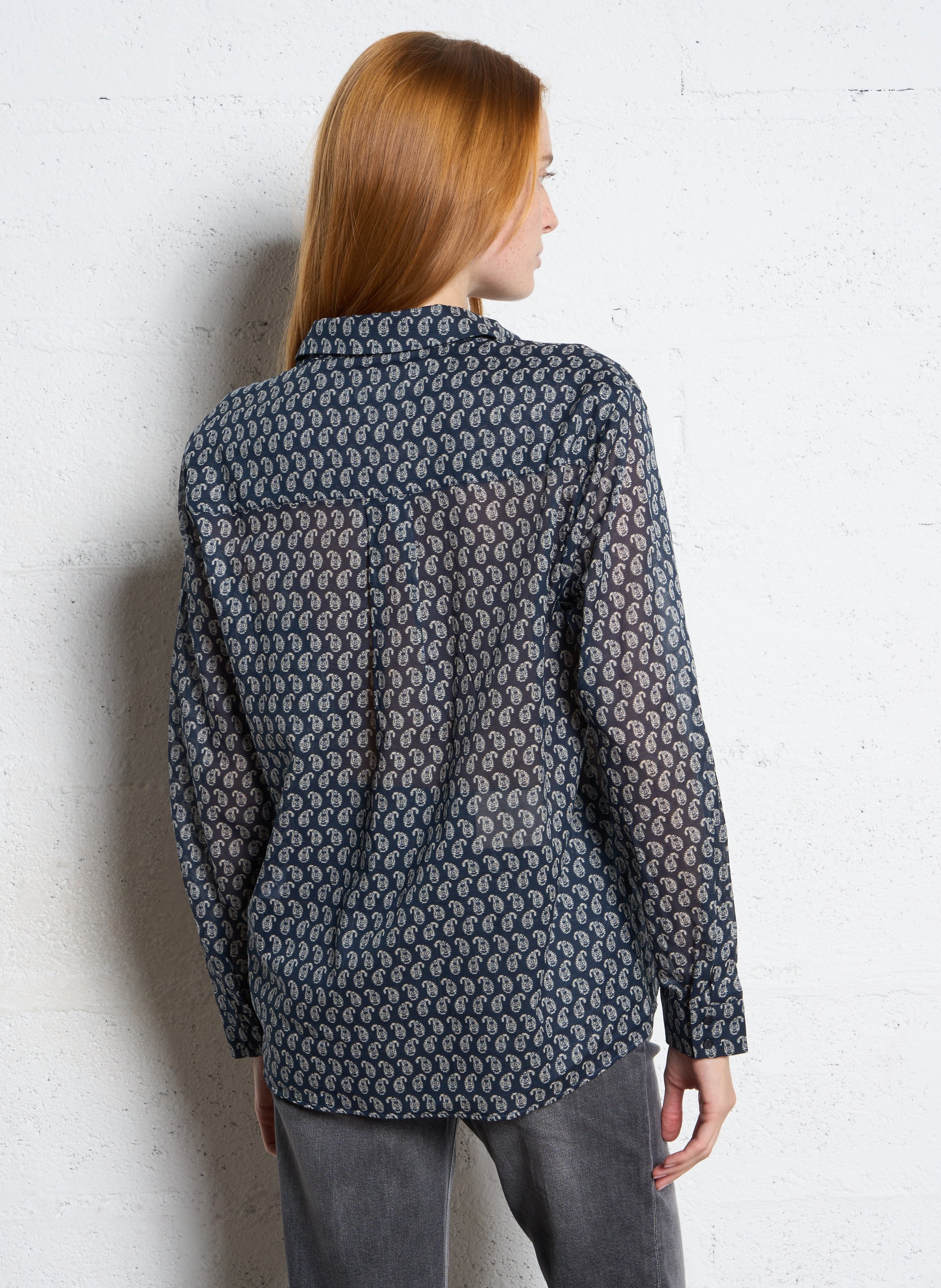 Chemise droite col classique en coton MAISON 123 Bleu