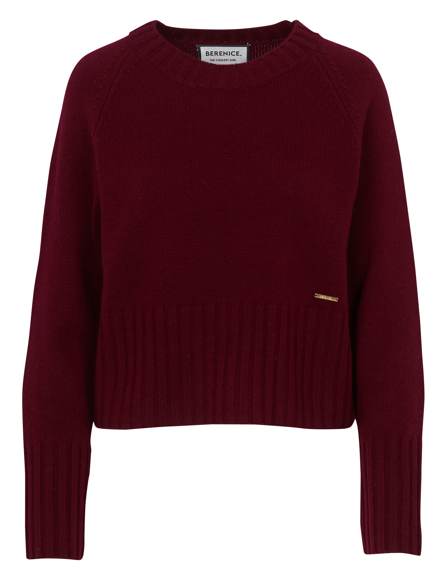 Pull oversize col rond en cachemire et laine BERENICE Prune