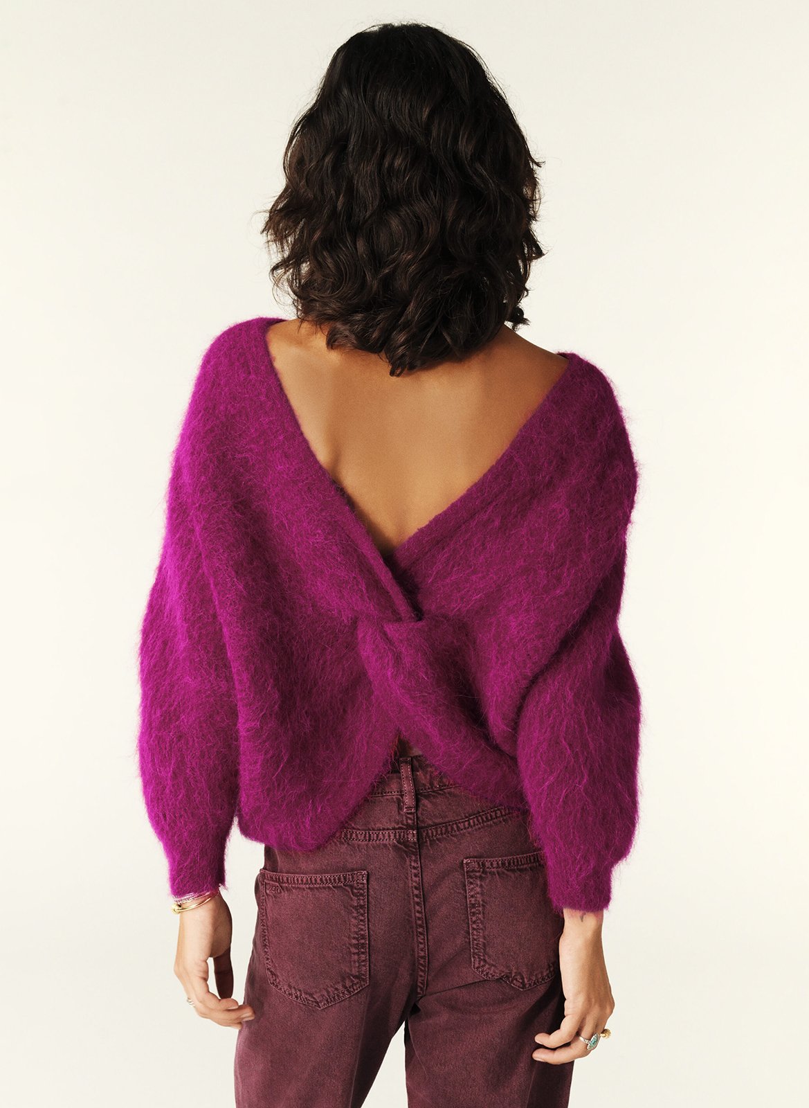 Pull col rond en alpaga mélangée BA&SH Rose