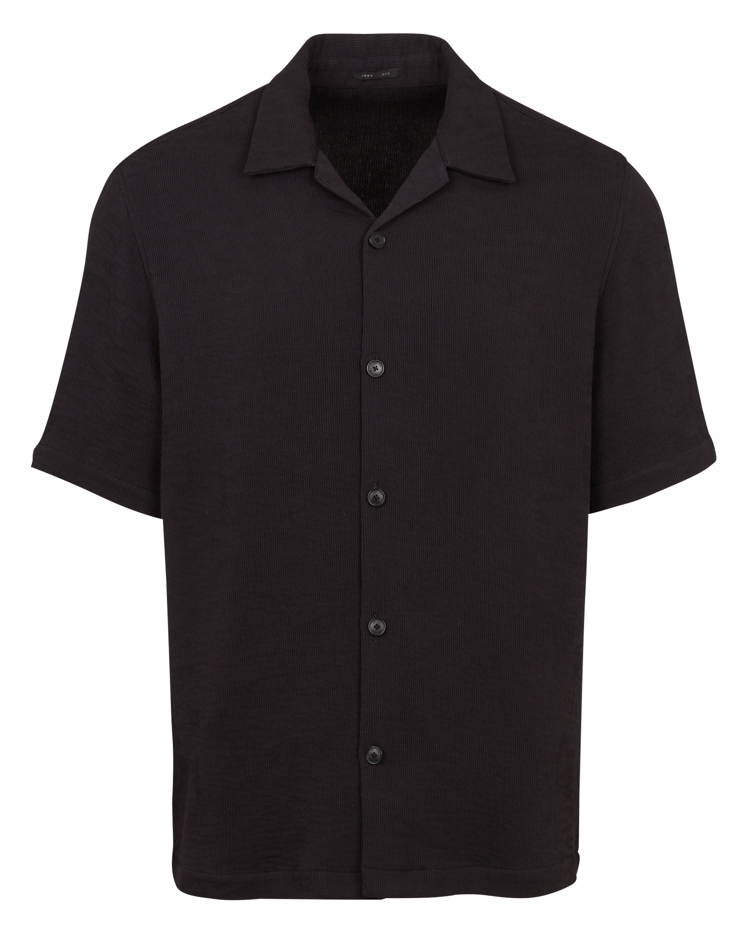 Gerade geschnittenes Kurzarm-Shirt aus plissiertem Strick IKKS Schwarz