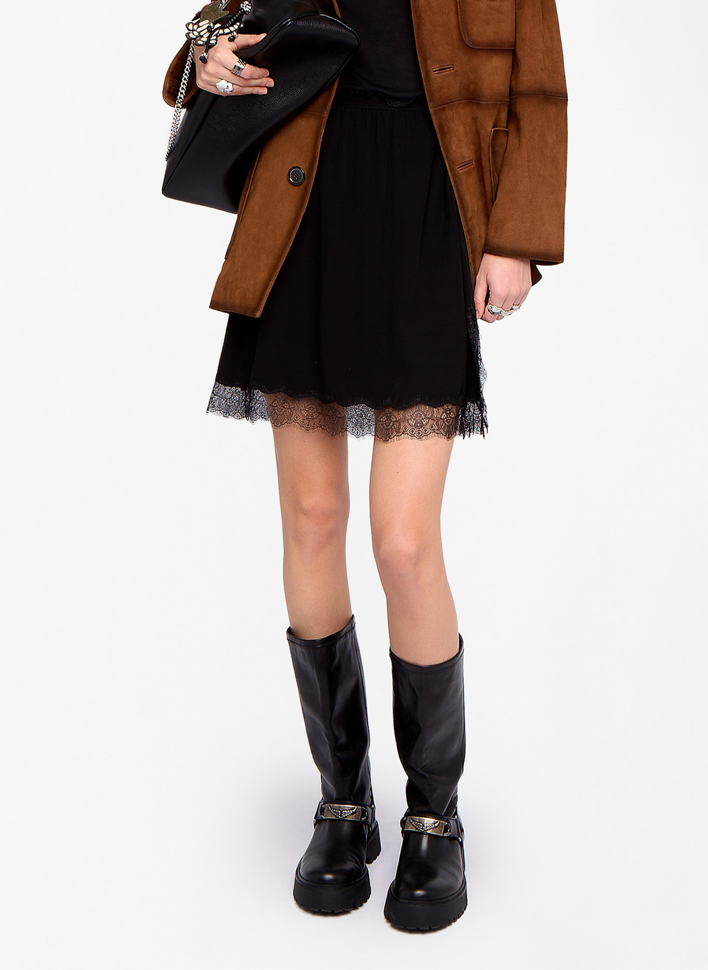 Jupe courte en dentelle ZADIG&amp;VOLTAIRE Noir