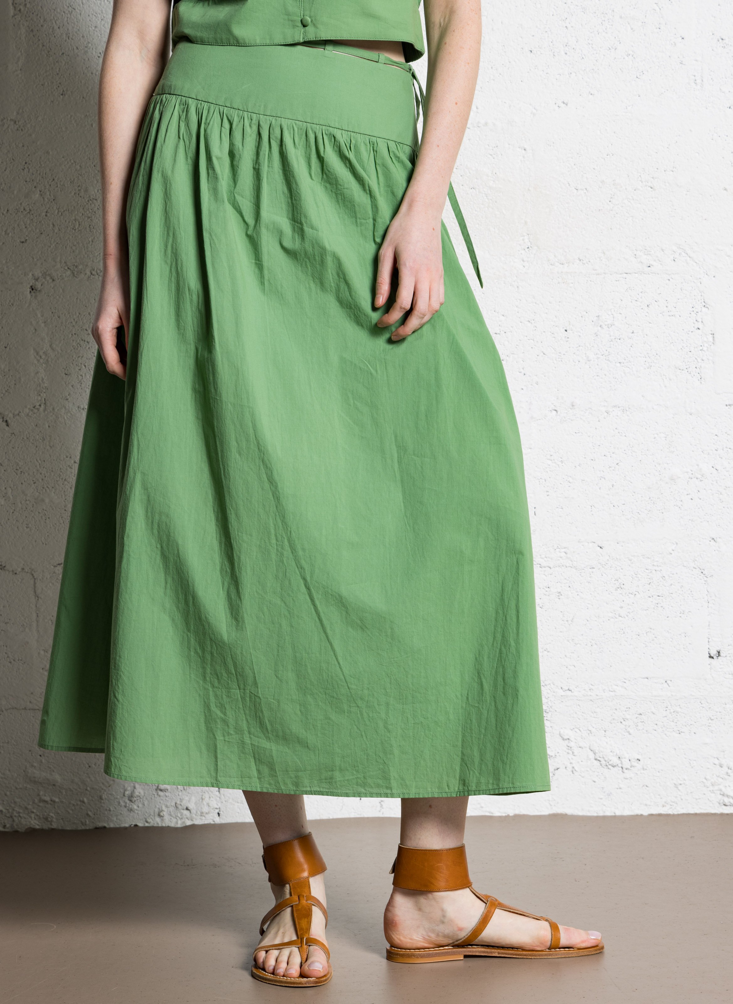 Jupe longue ample en coton bio SUNCOO Vert