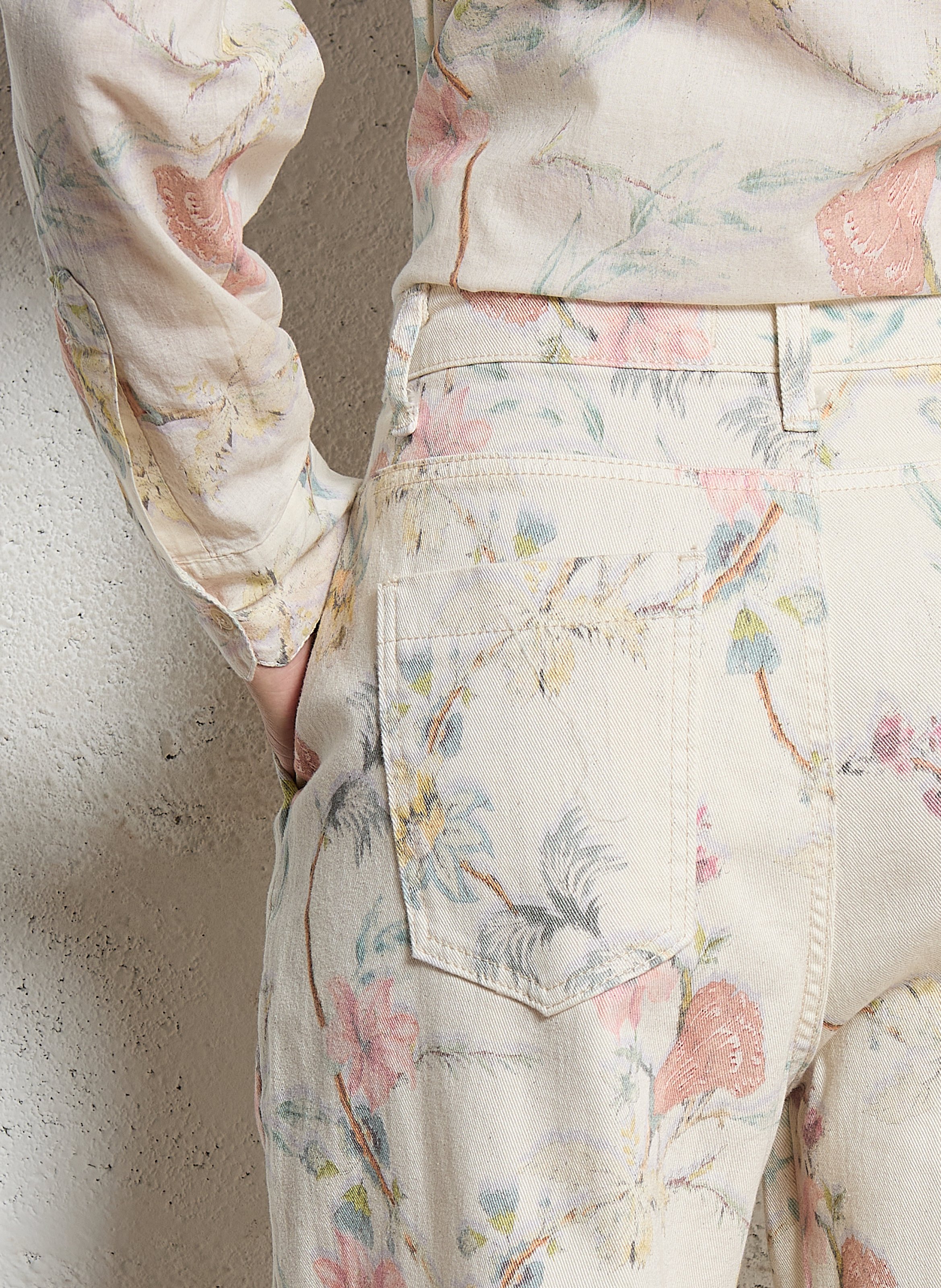 Hoch taillierte Hose mit Faltenmuster MAISON HOTEL Rosa