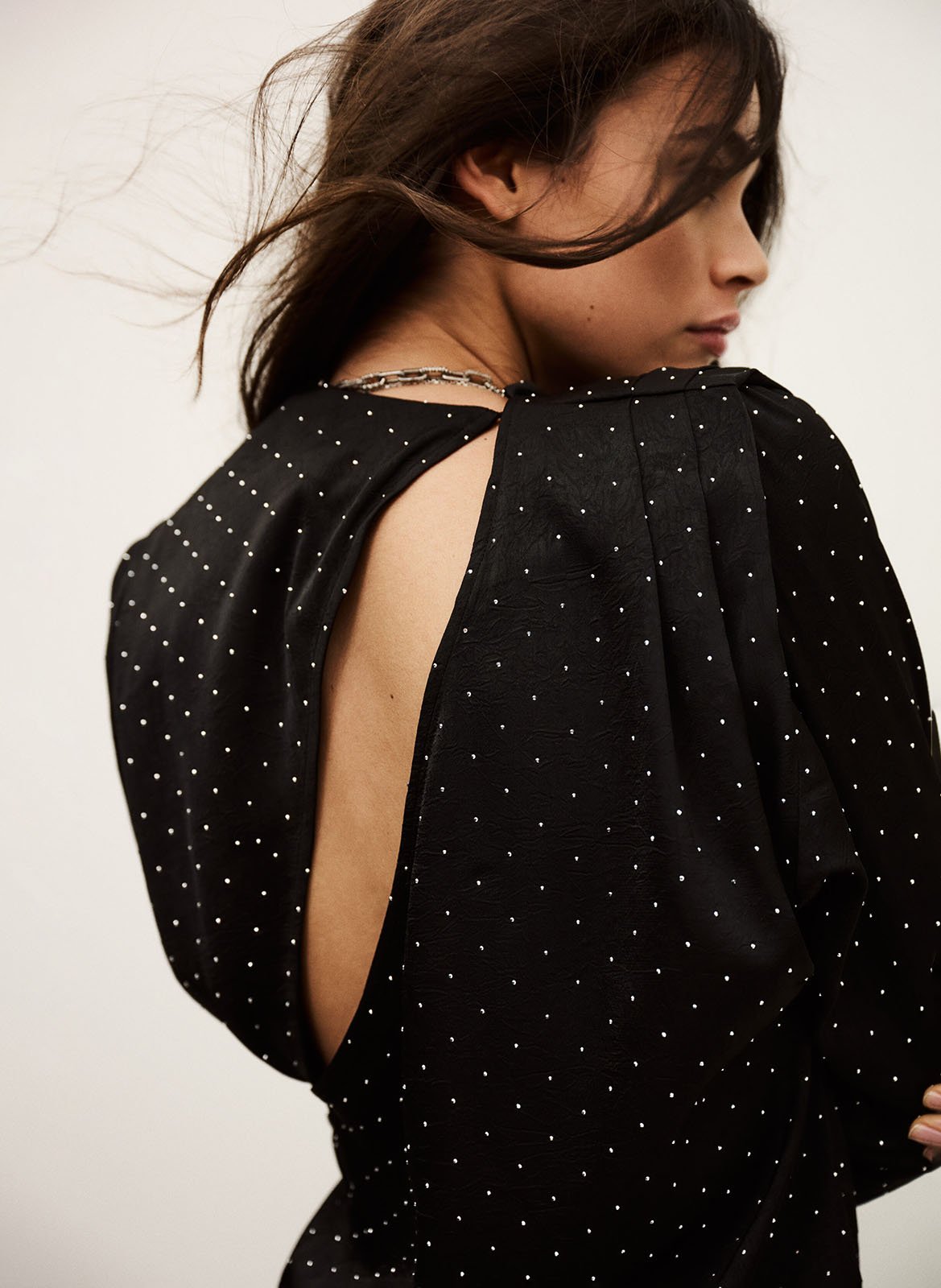 Top met hoge kraag en studs BA&SH Zwart