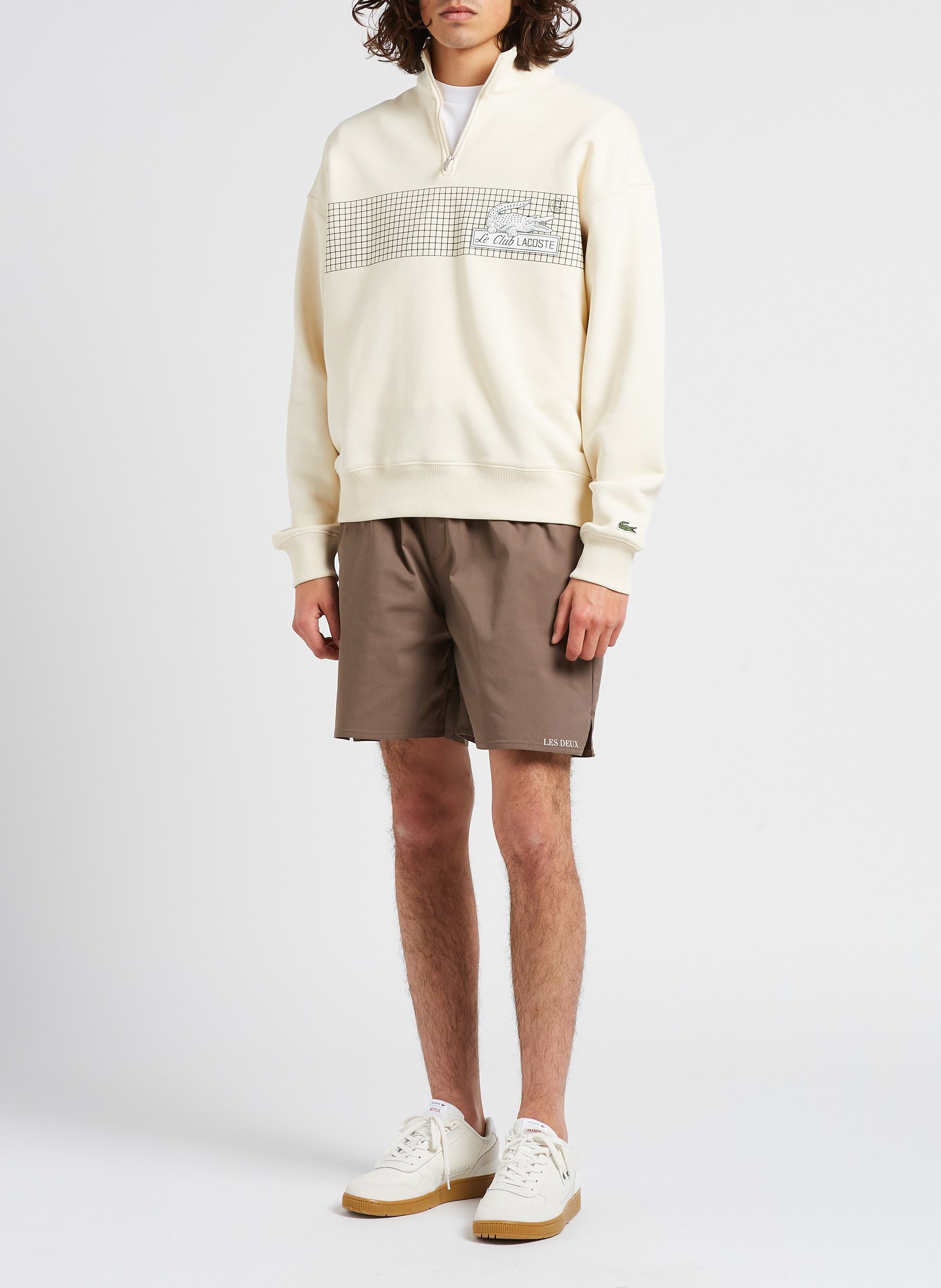 Cotton-blend shorts with elasticated waist LES DEUX Brown