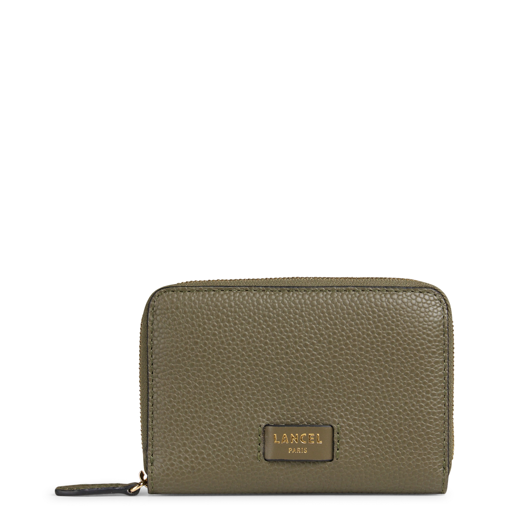 Leren portefeuille met rits LANCEL Kaki