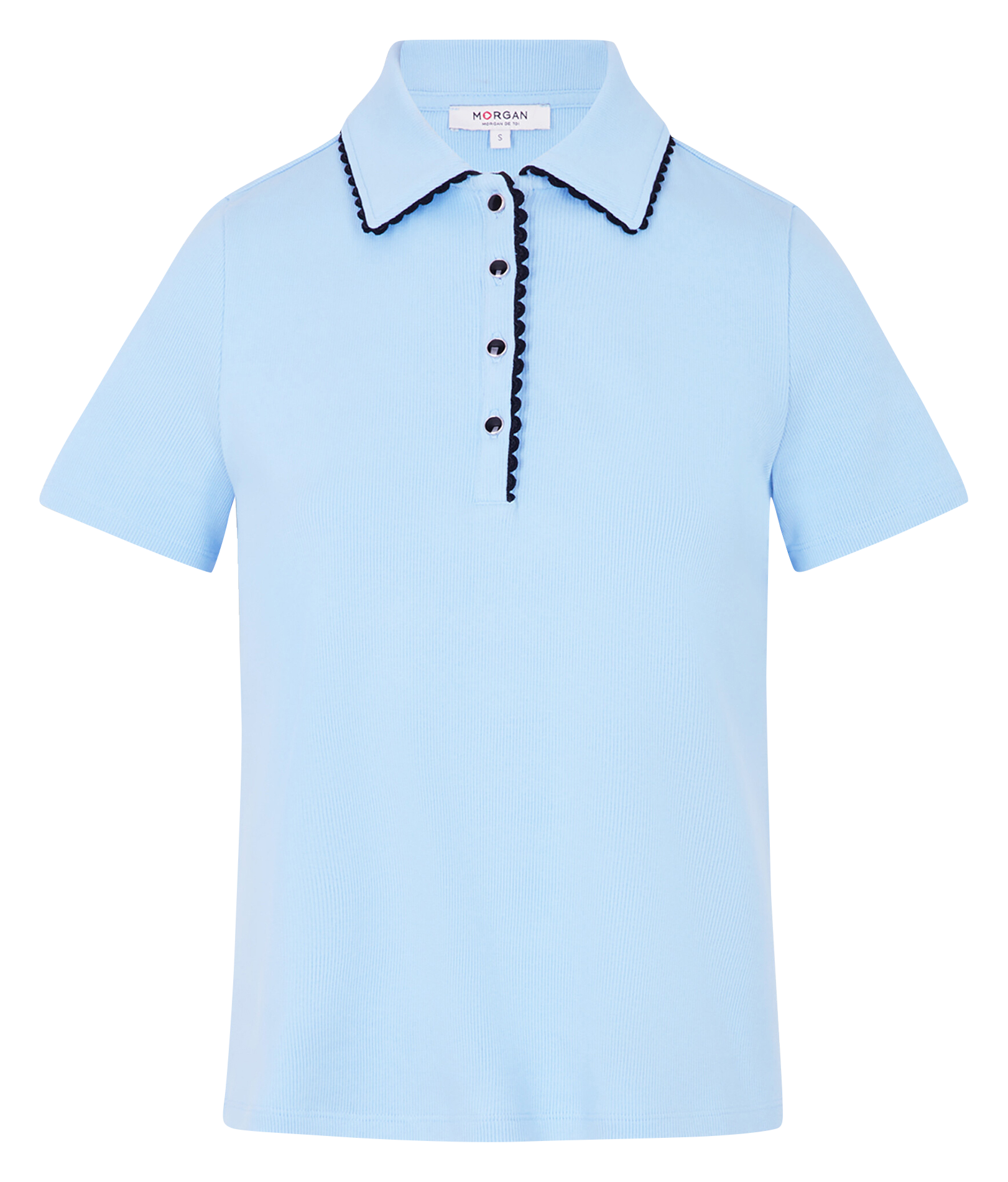 Polo met getailleerde pasvorm in effen breisel MORGAN Blauw