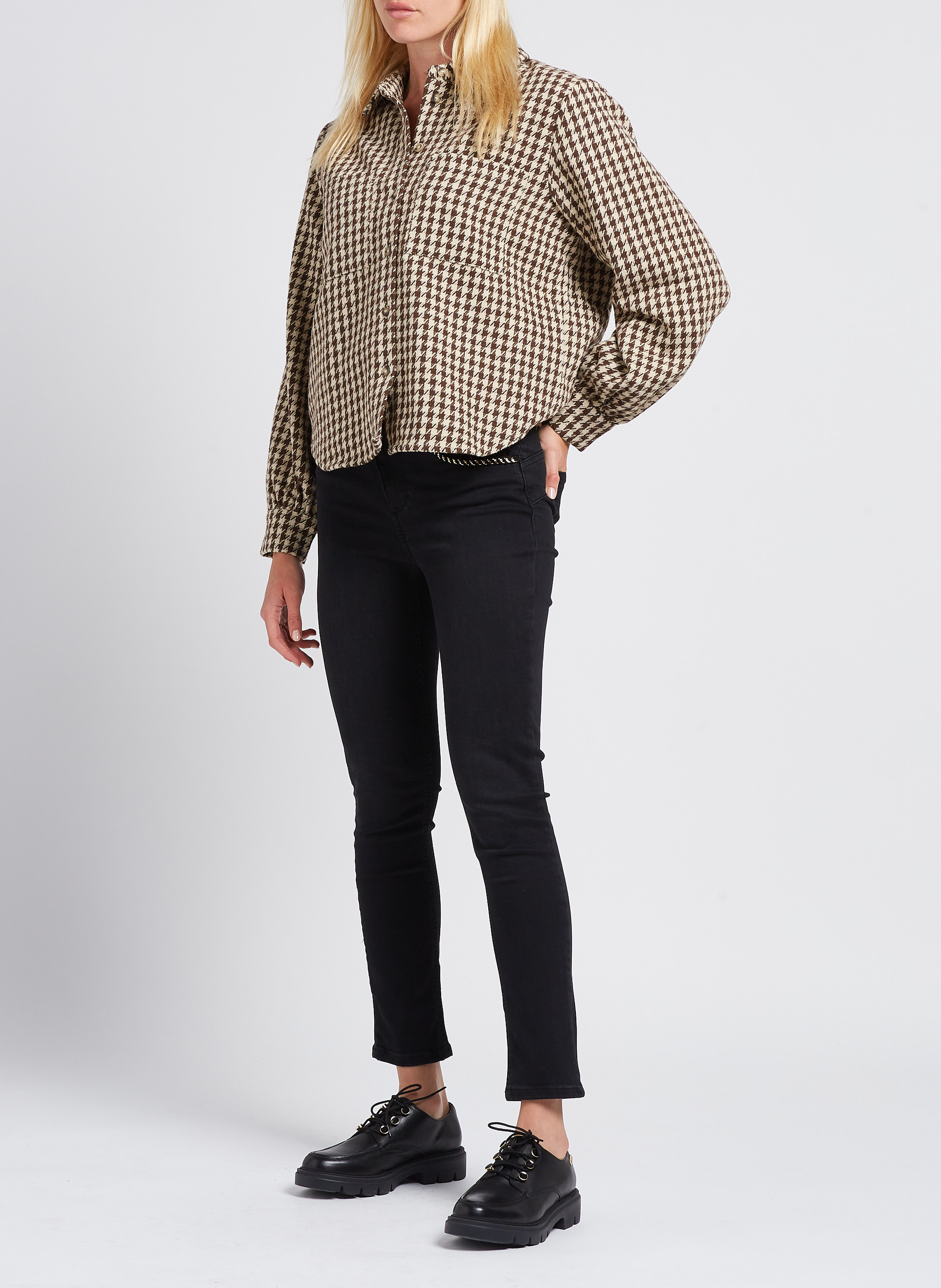 Surchemise col classique pied de poule OBJECT Beige