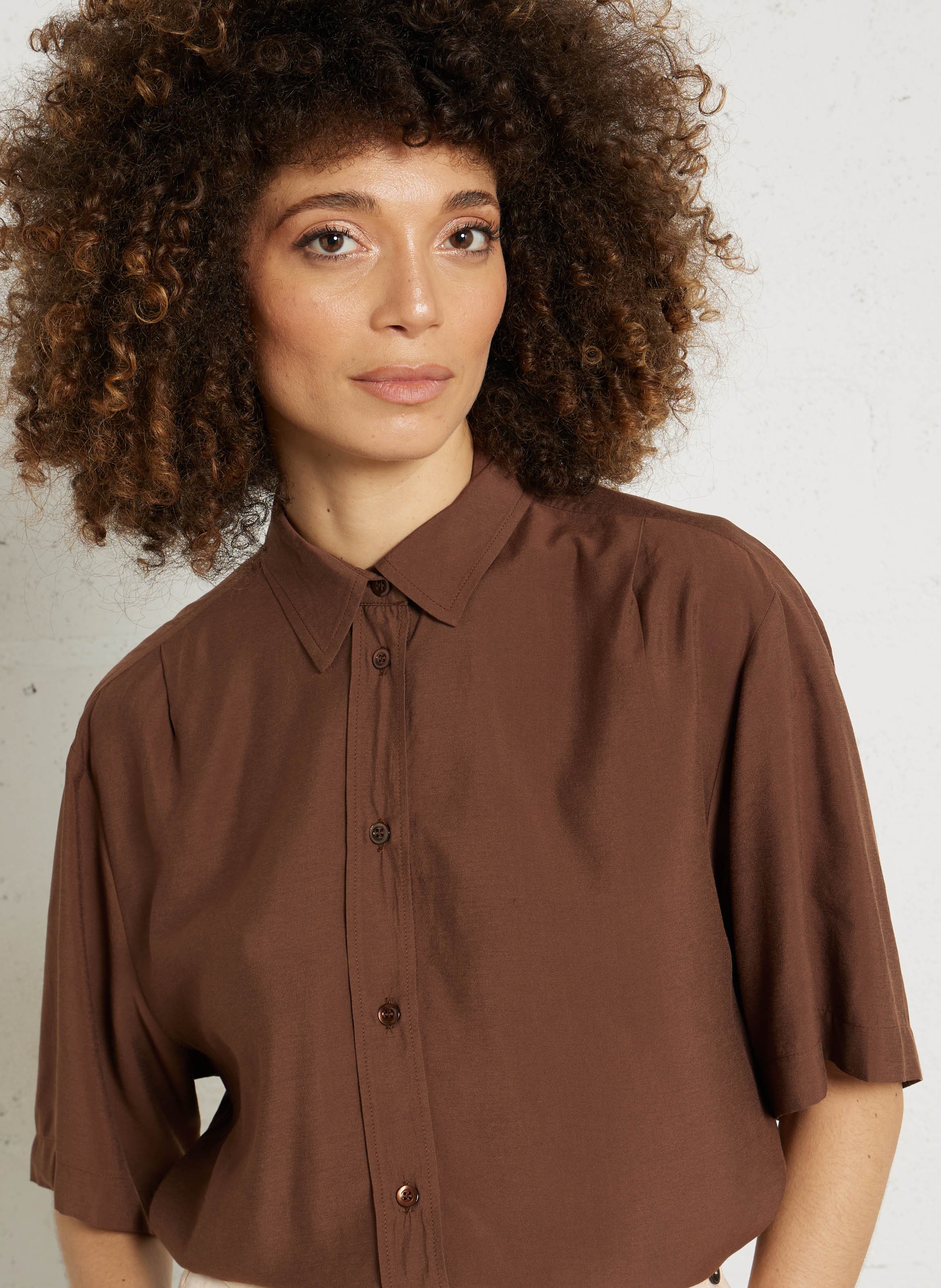 Oversized blouse met klassieke kraag MASSCOB Bruin
