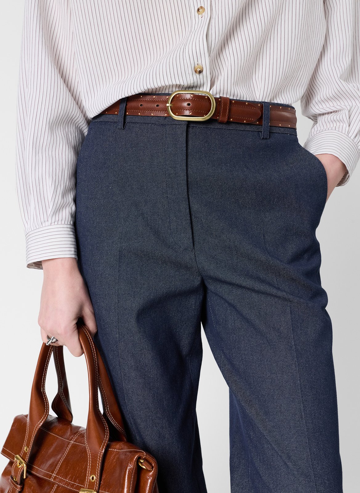 Pantalon évasé taille haute en coton mélangé GERARD DAREL Blue