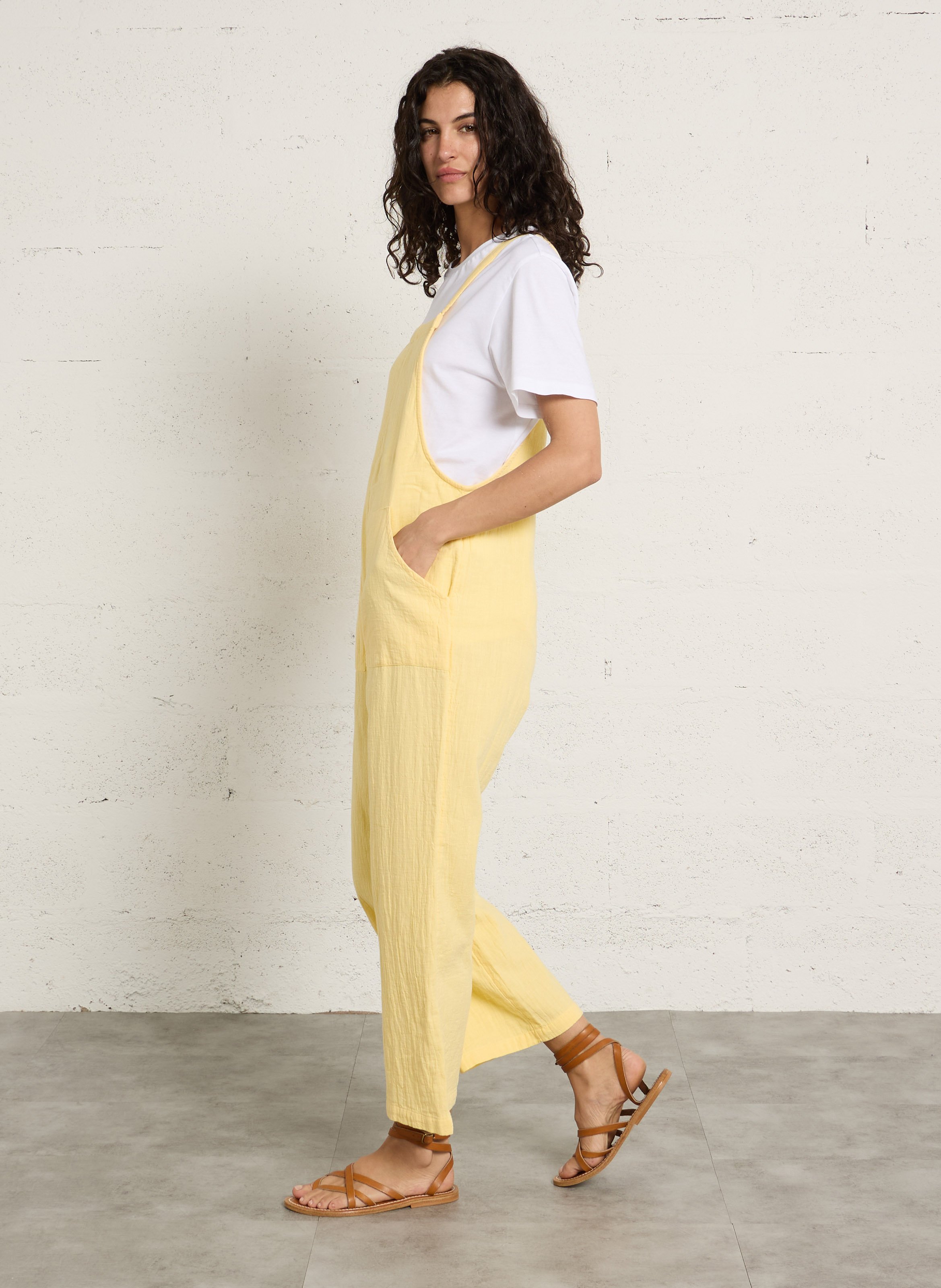 Salopette col carré en coton  BILLABONG Jaune