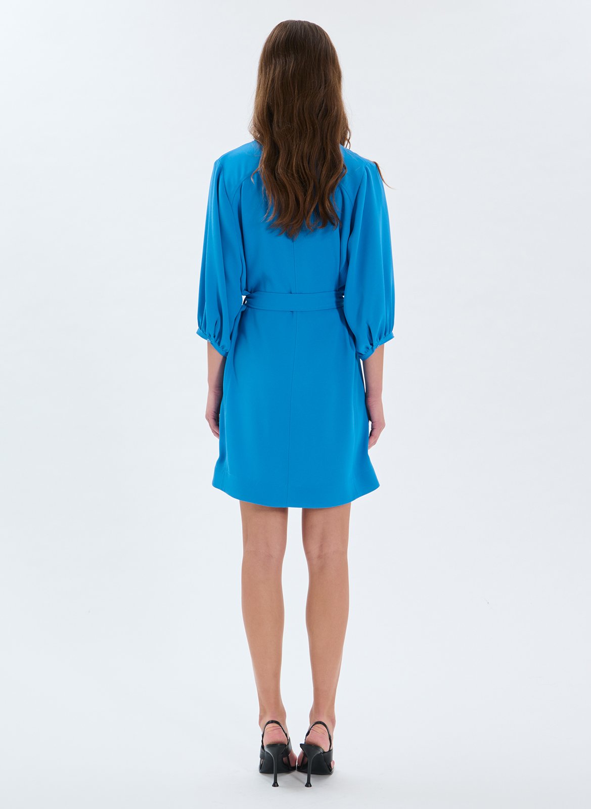 Robe courte col V ZAPA Bleu