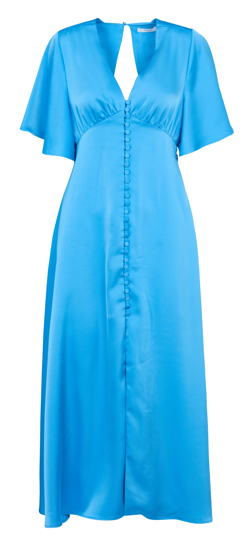 Langes, satiniertes Kleid mit V-Ausschnitt ZAPA Blau