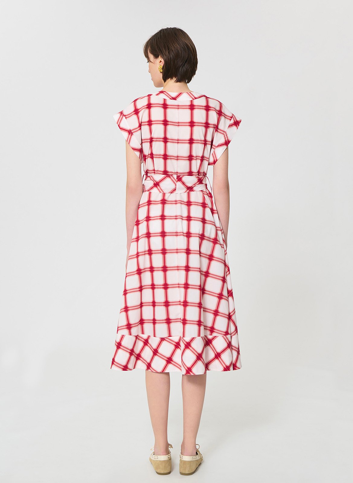 Robe midi col V en coton  TARA JARMON Rouge