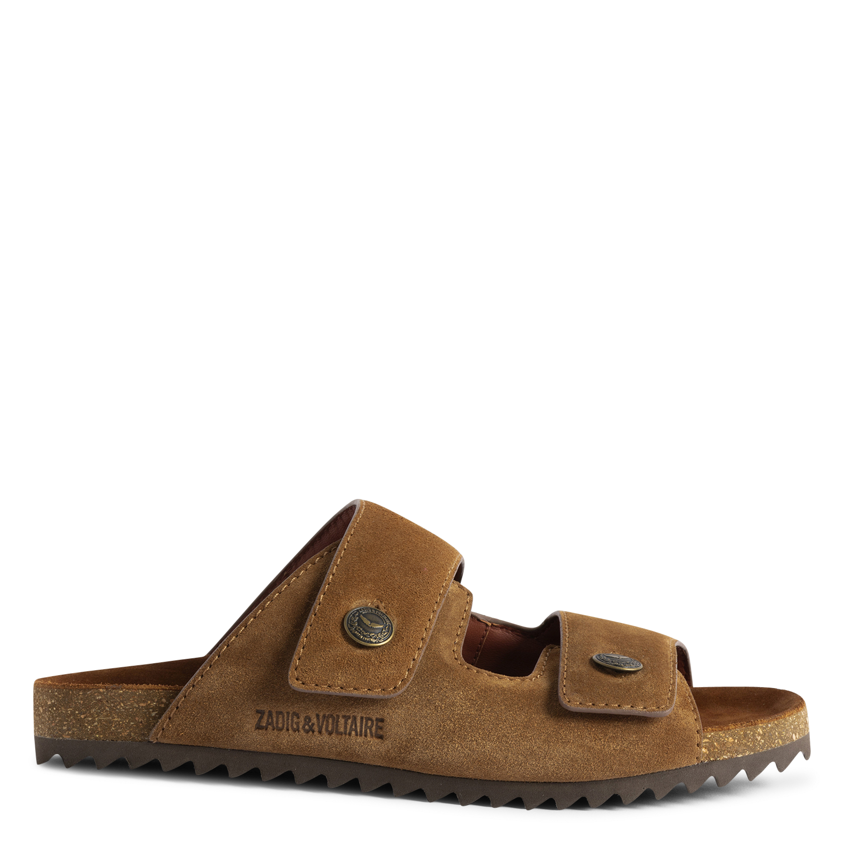 Flat calfskin leather sandals ZADIG&VOLTAIRE Brown