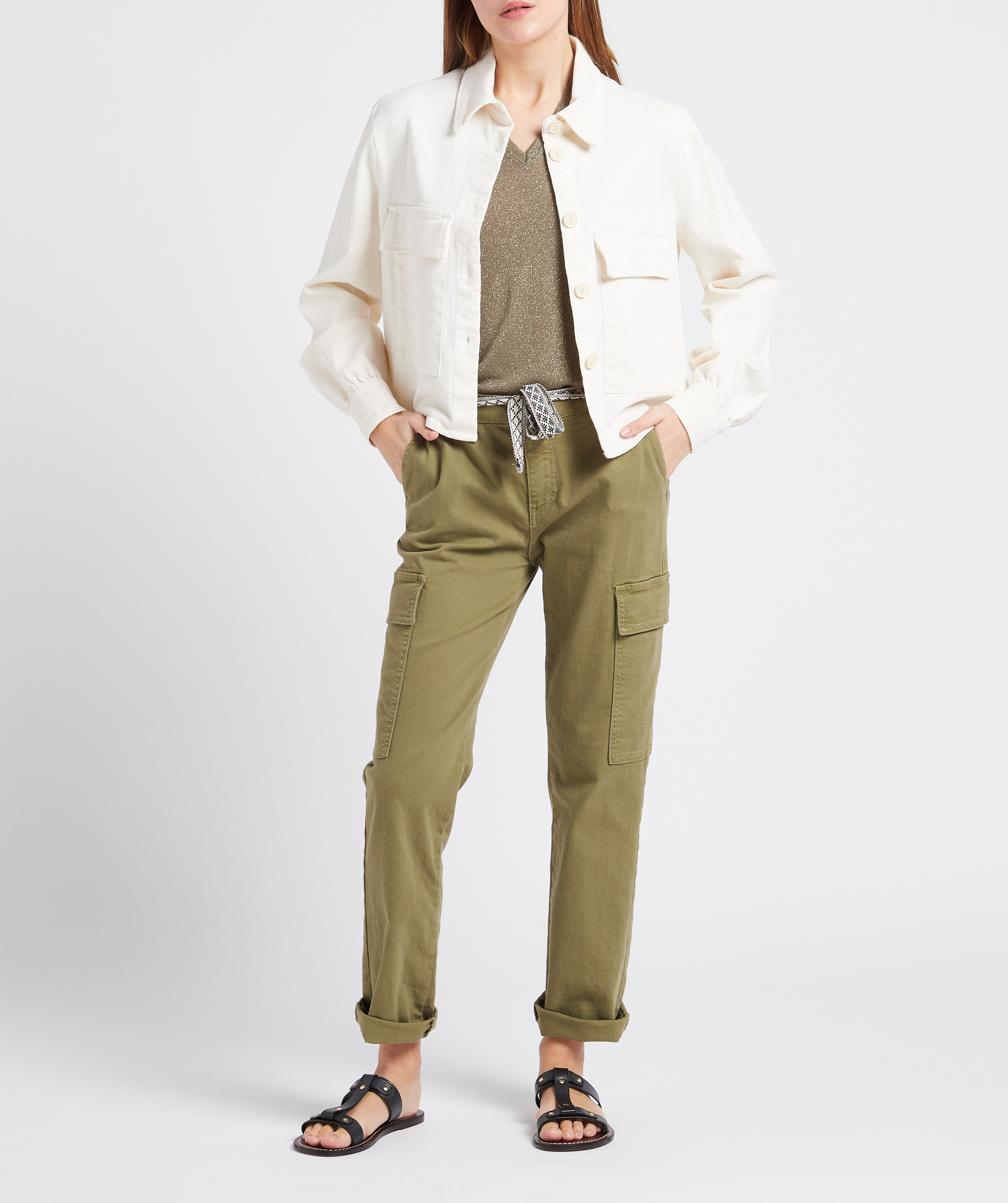 Gerade geschnittene Cargohose aus Baumwoll-Mix PLEASE Khaki