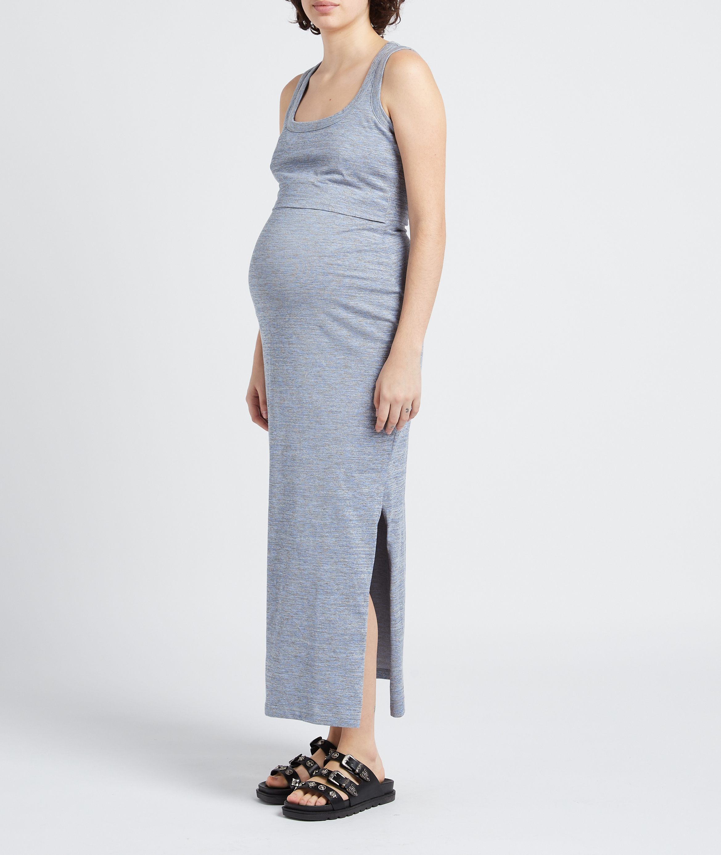 Stretch cotton maternity dress SERAPHINE Grey