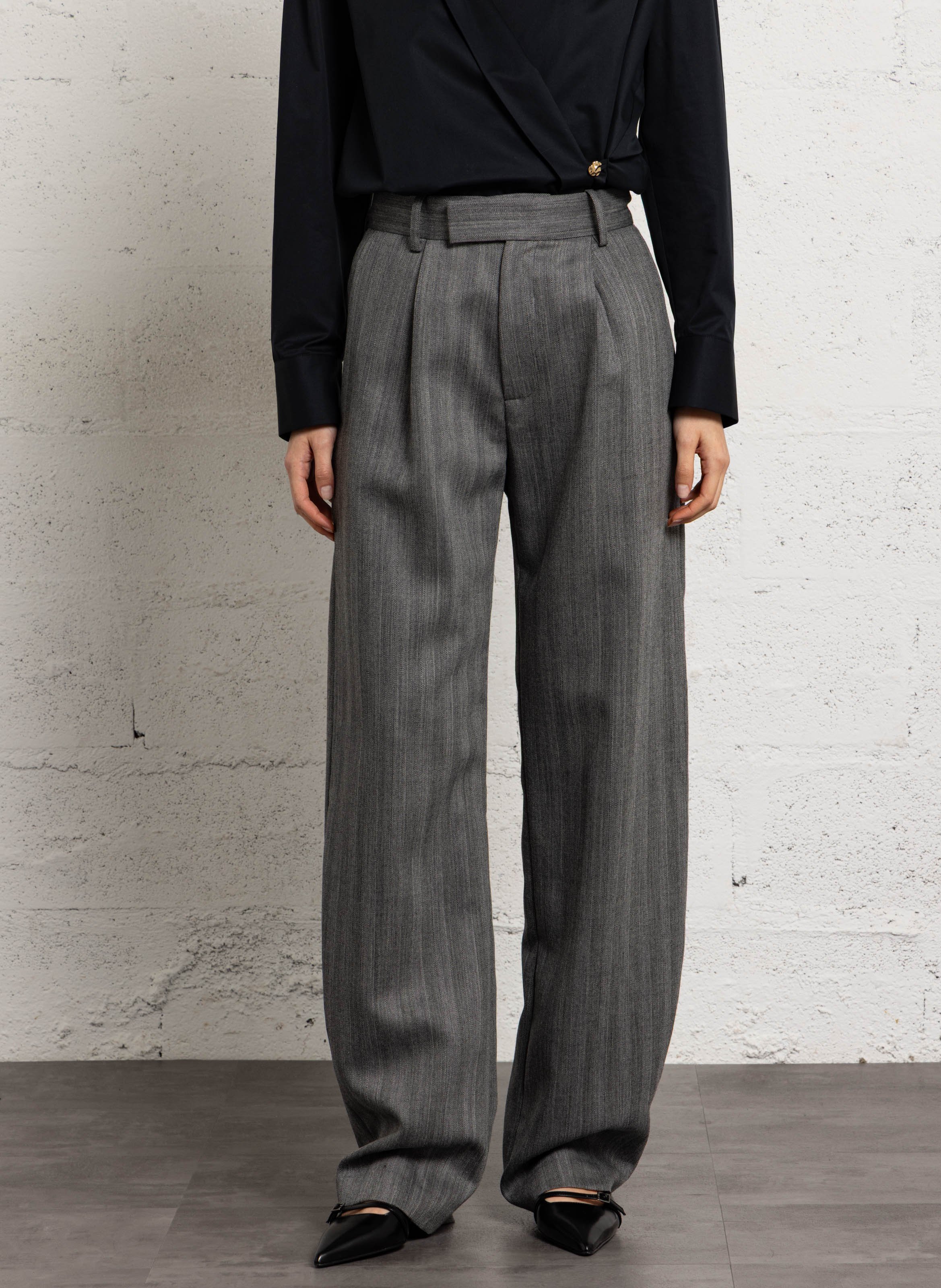 Pantalon large à pinces en laine MARGAUX LONNBERG