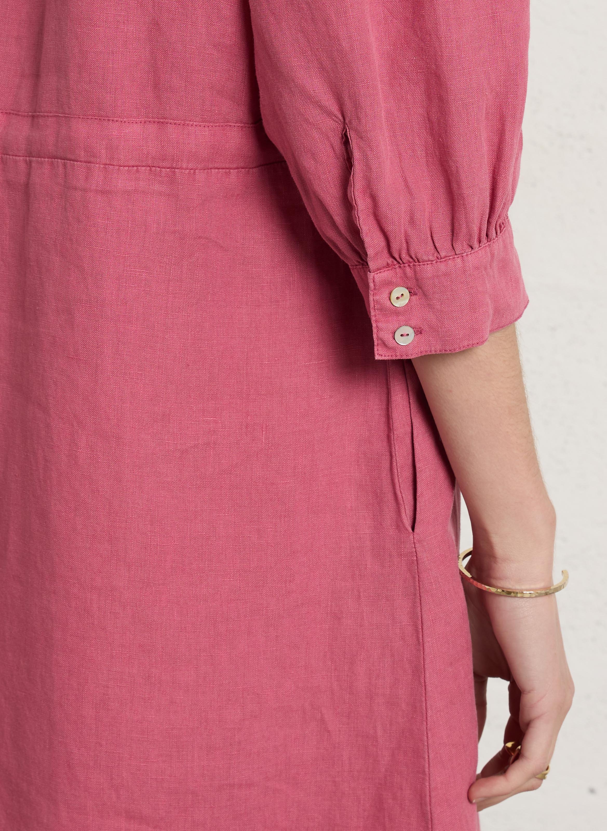 Weites langes Leinenkleid SUD EXPRESS Rosa