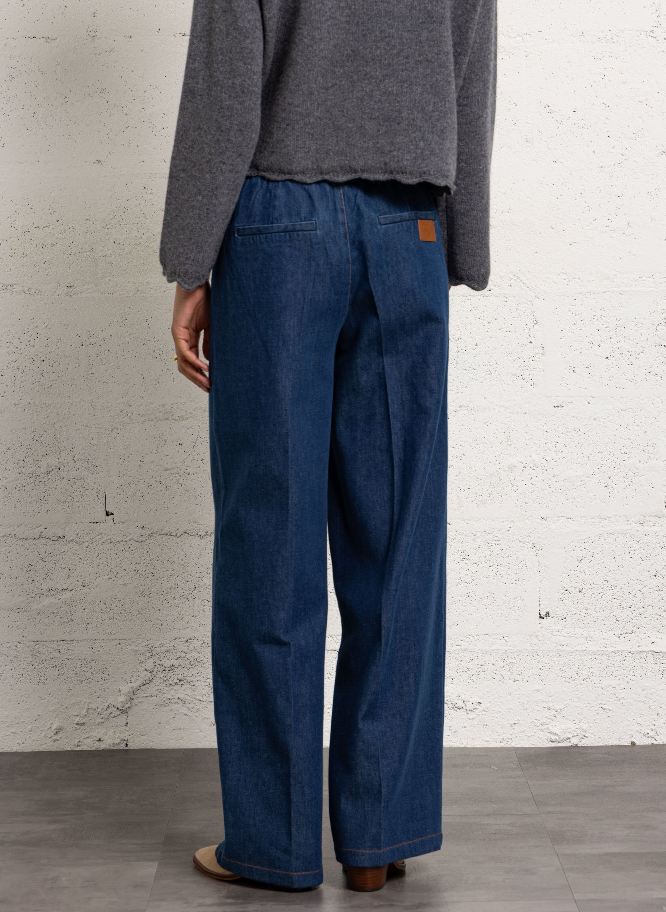 Soft wide-leg denim trousers LOUISE MISHA Blue