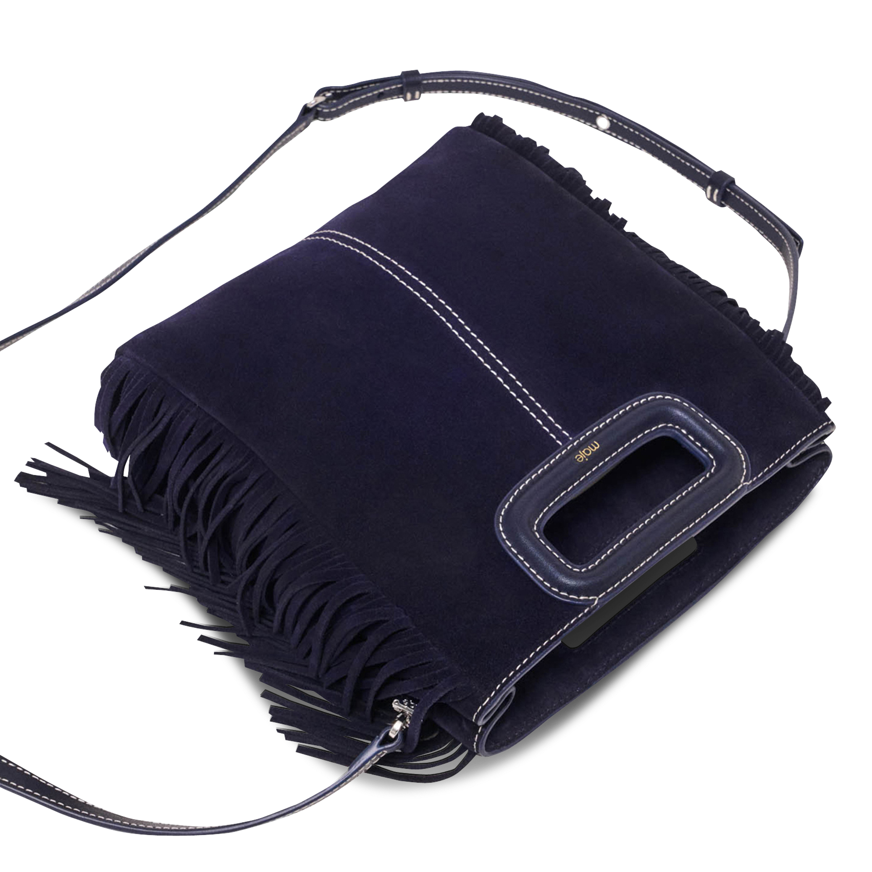 Sac bandoulière en cuir MAJE Bleu
