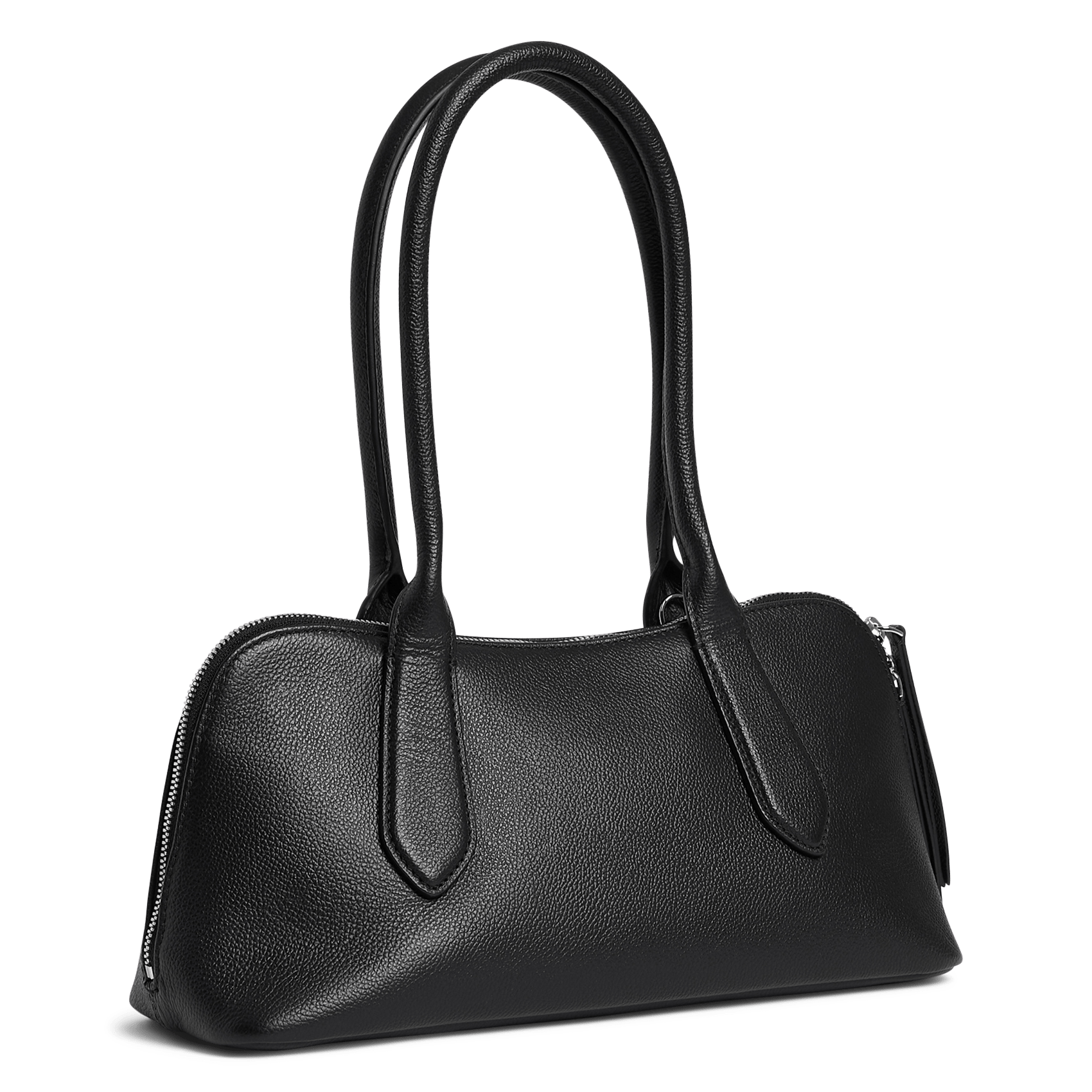Cylindrical leather shoulder bag LE TANNEUR Black