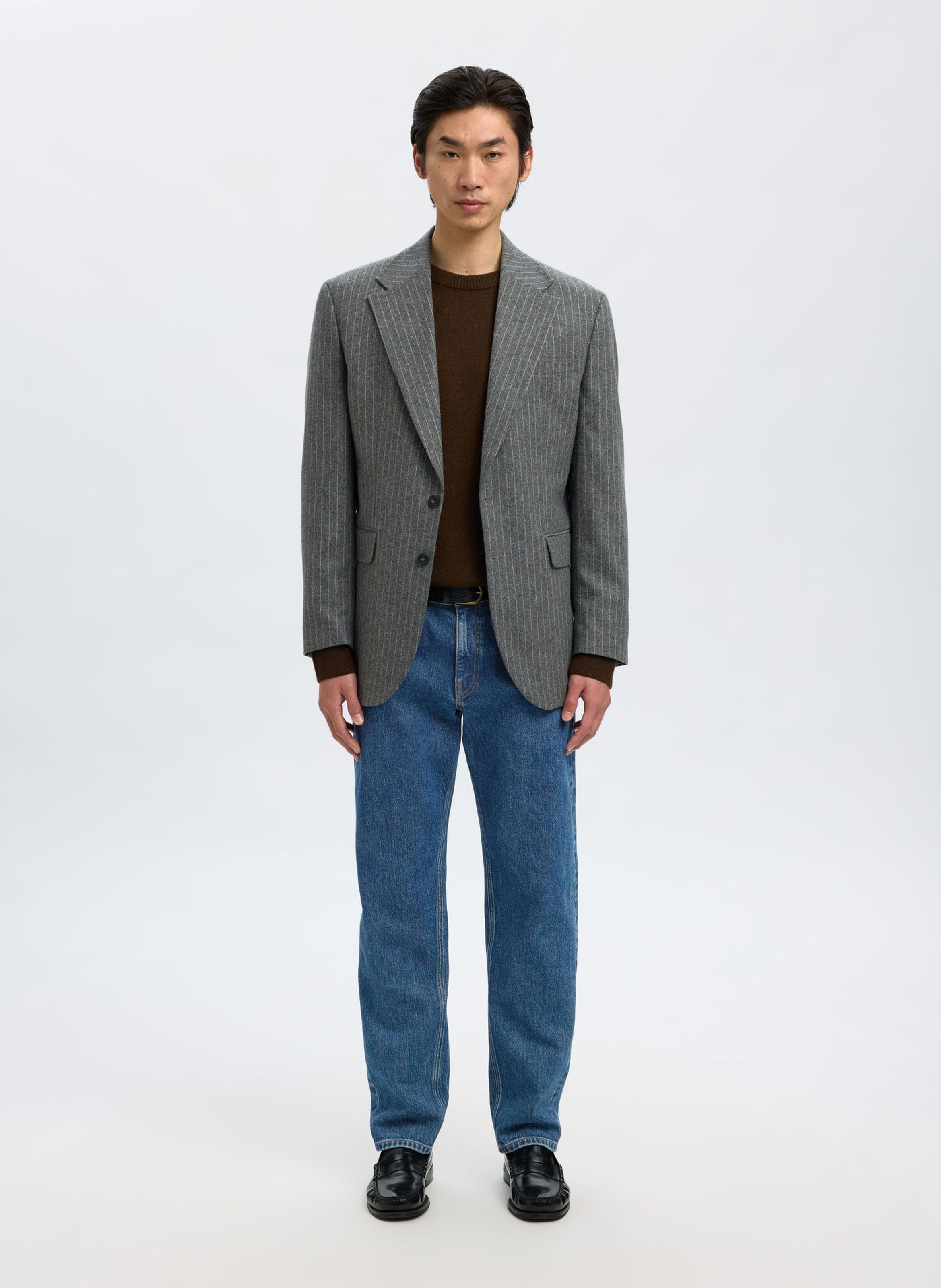 Straight-leg organic cotton-blend jeans SELECTED Blue