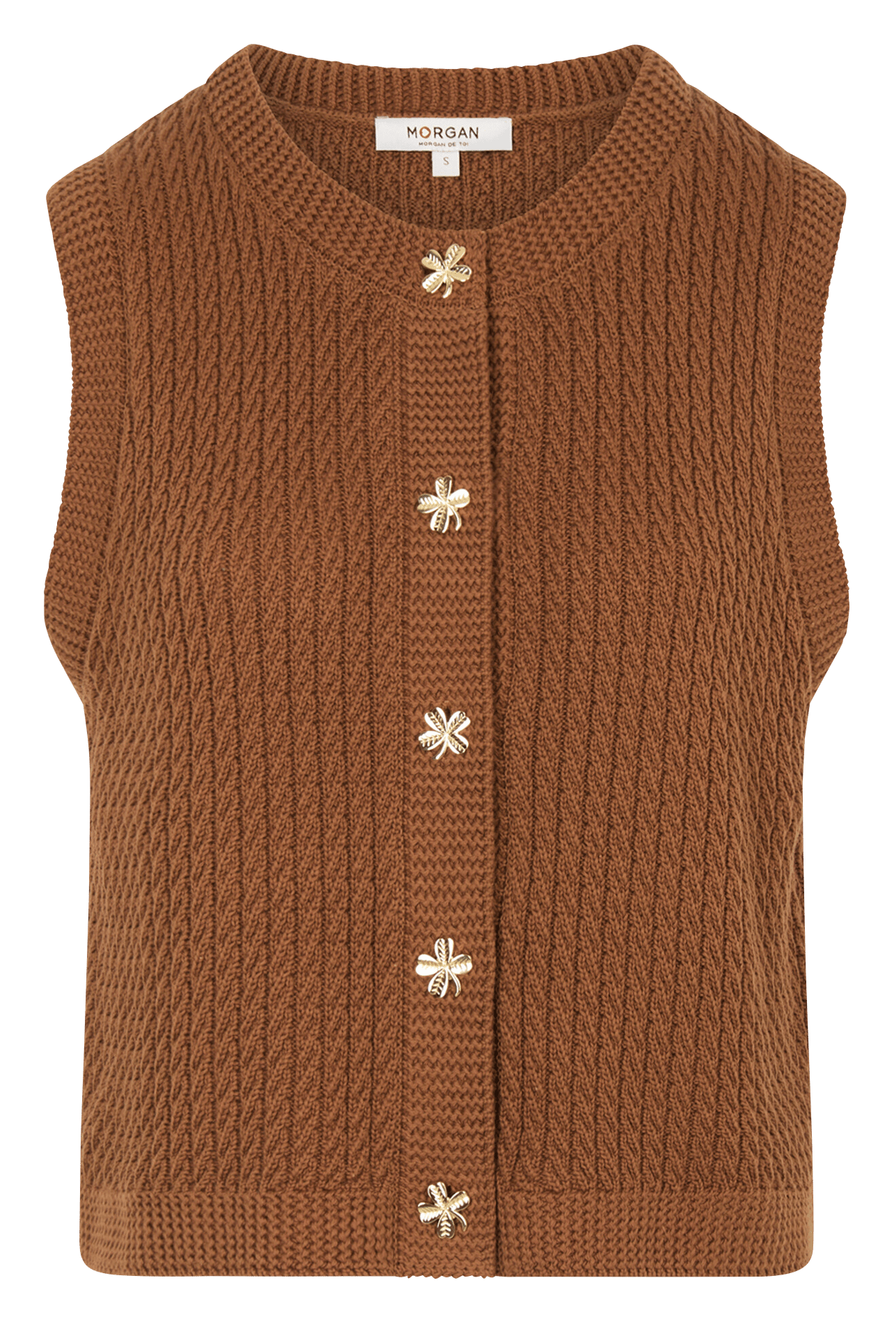 Cardigan sans manches en coton MORGAN Marron