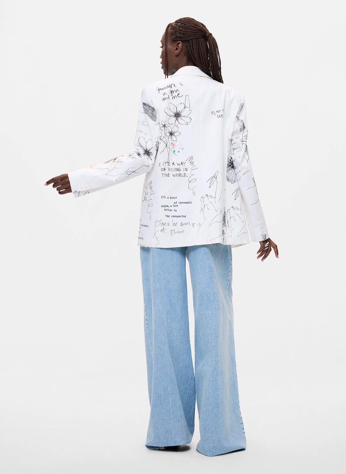 Veste col tailleur en coton mélangé DESIGUAL Blanc